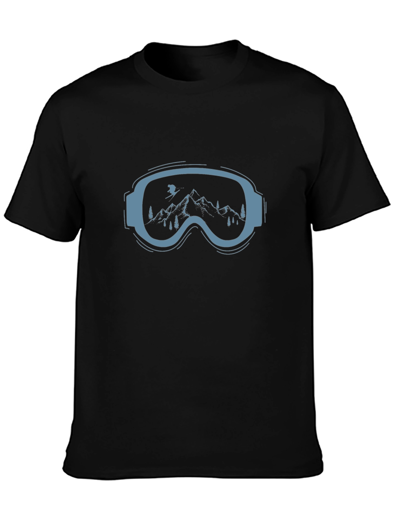 Ski Goggles Mountain Graphic Tee - Black Cotton Blend