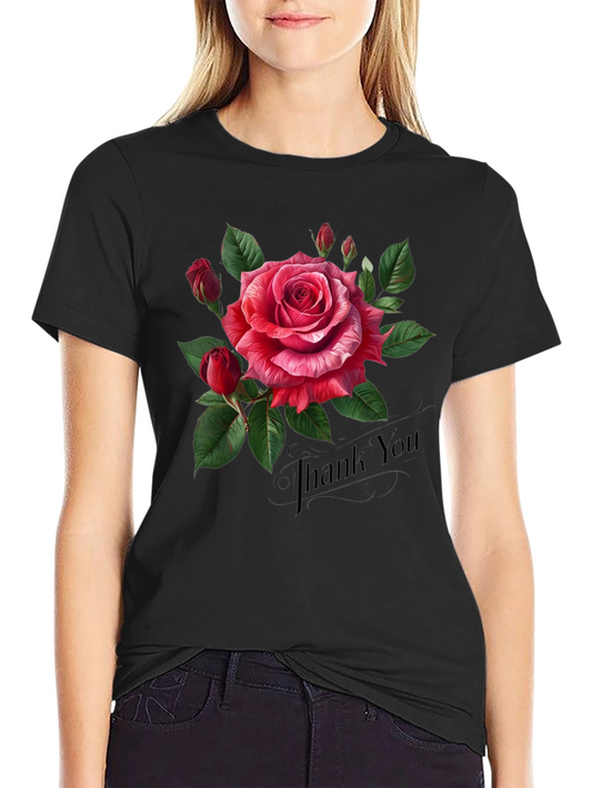 Elegant Rose Graphic Print Tee