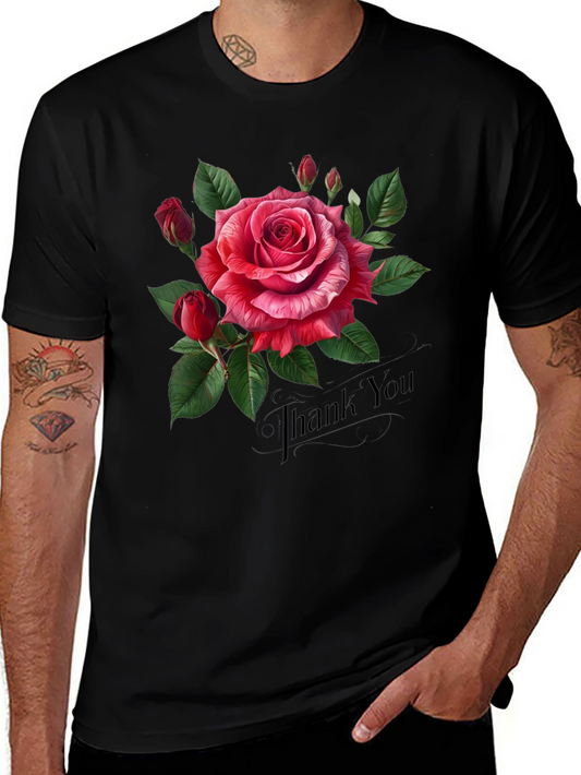Elegant Rose Graphic Print Tee