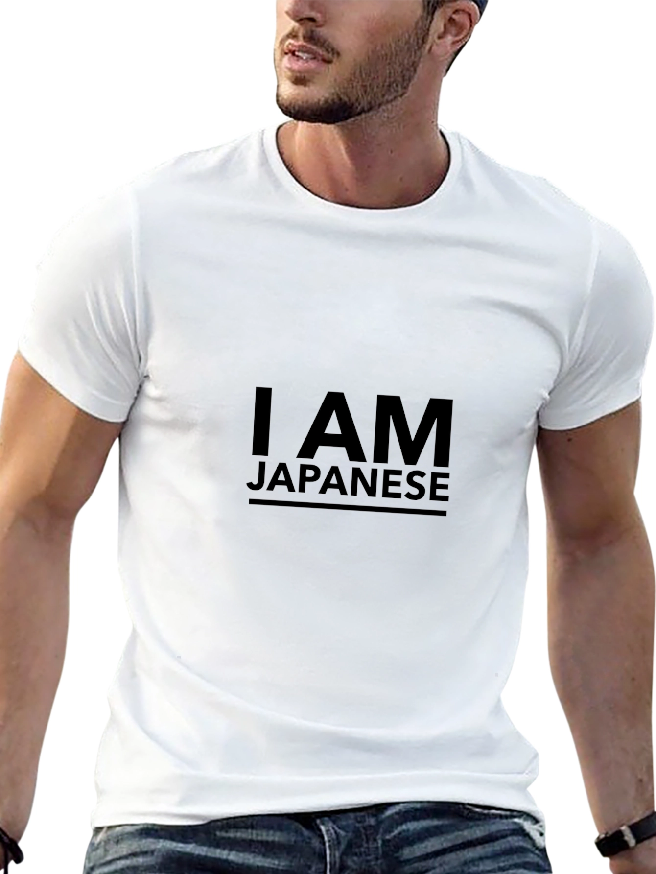 I AM Japanese Graphic Print Crew Neck T-Shirt