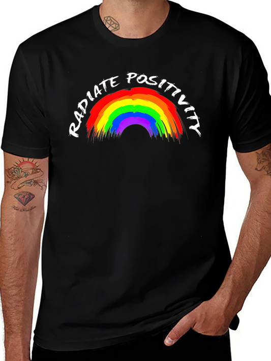 Radiate Positivity Rainbow Graphic Tee - Black
