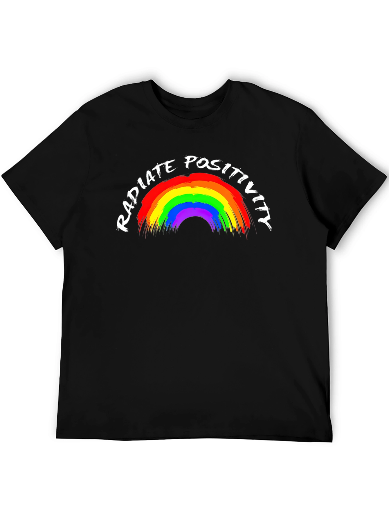 Radiate Positivity Rainbow Graphic Tee - Black