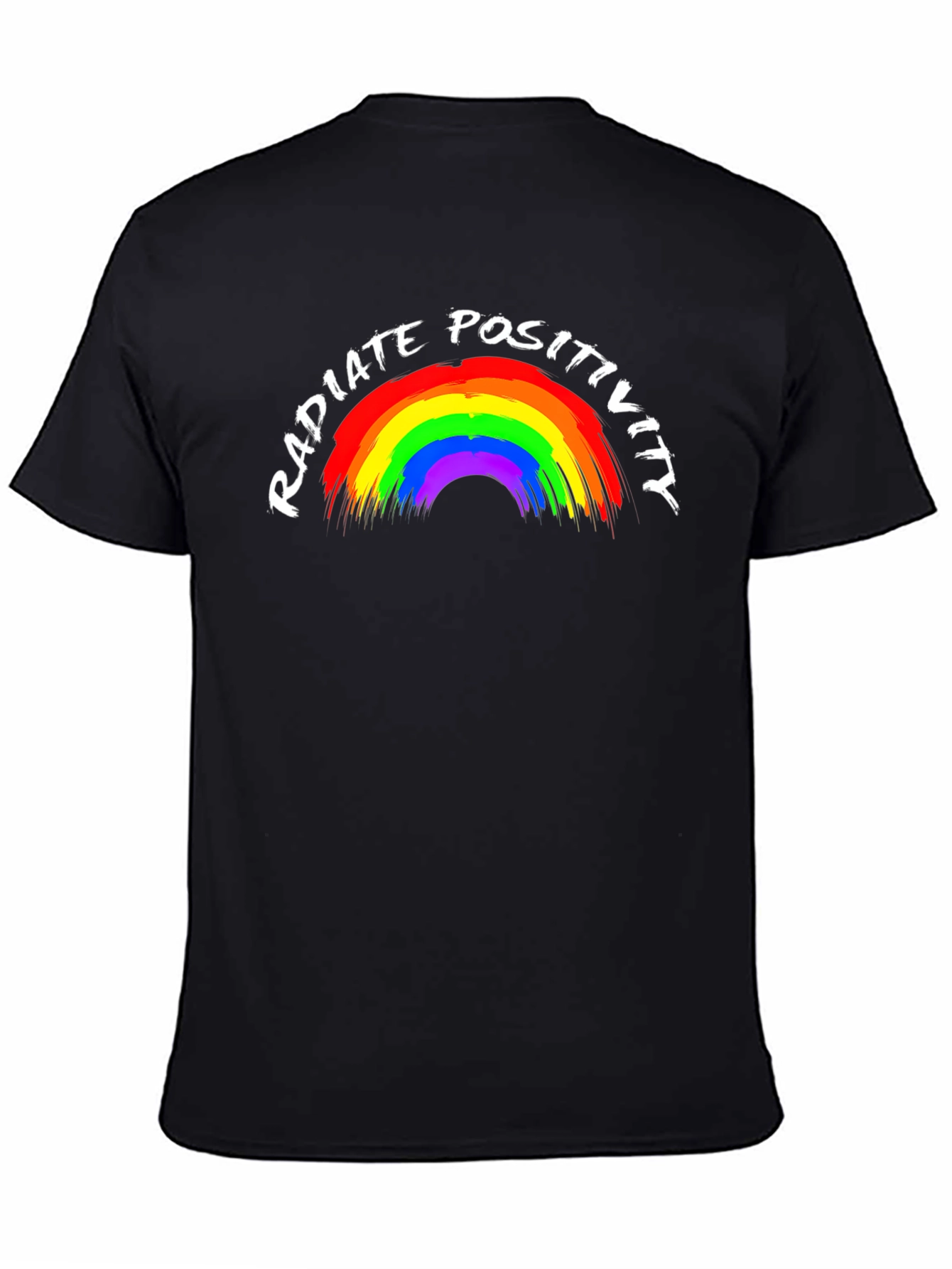Radiate Positivity Rainbow Graphic Tee - Black