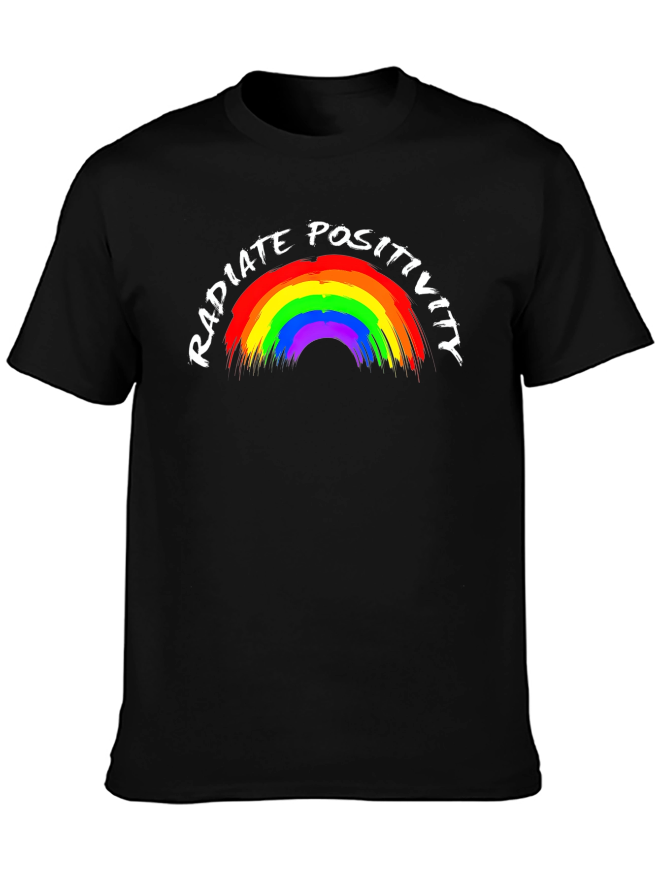 Radiate Positivity Rainbow Graphic Tee - Black