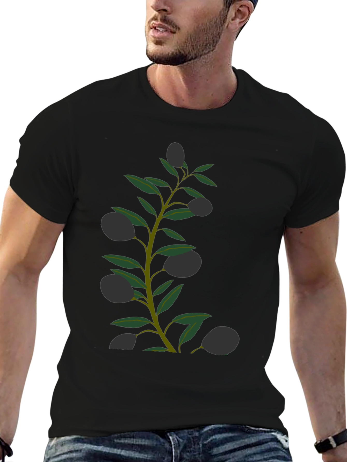 Olive Branch Graphic Black T-Shirt