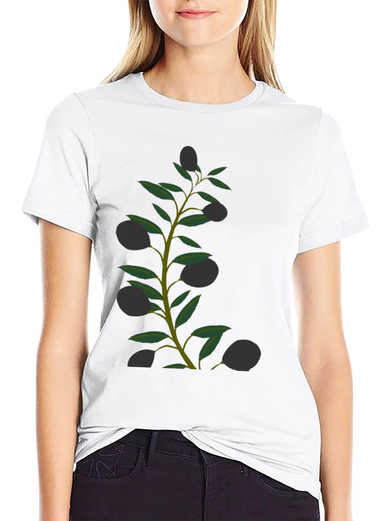 Olive Branch Graphic Black T-Shirt