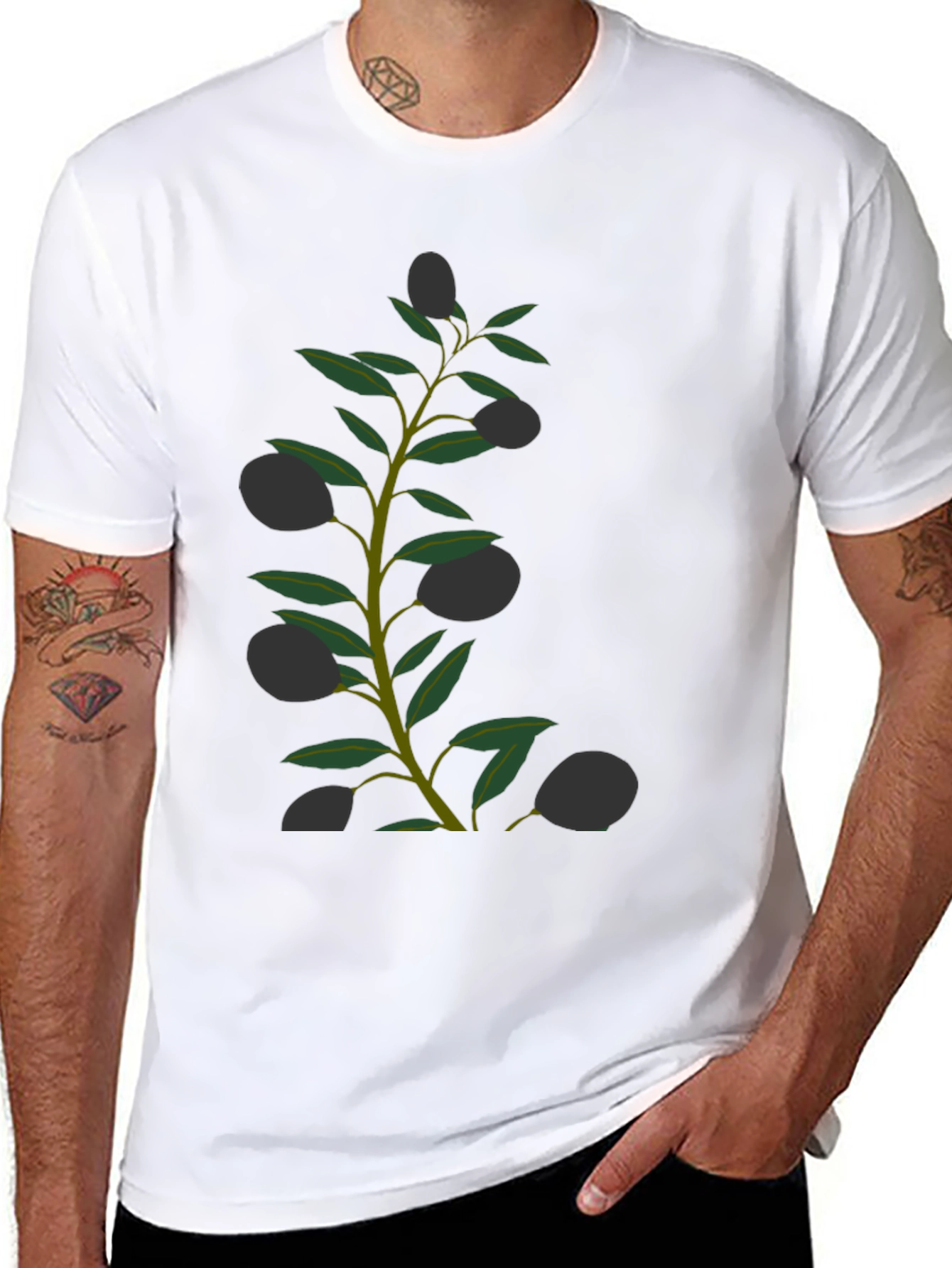 Olive Branch Graphic Black T-Shirt