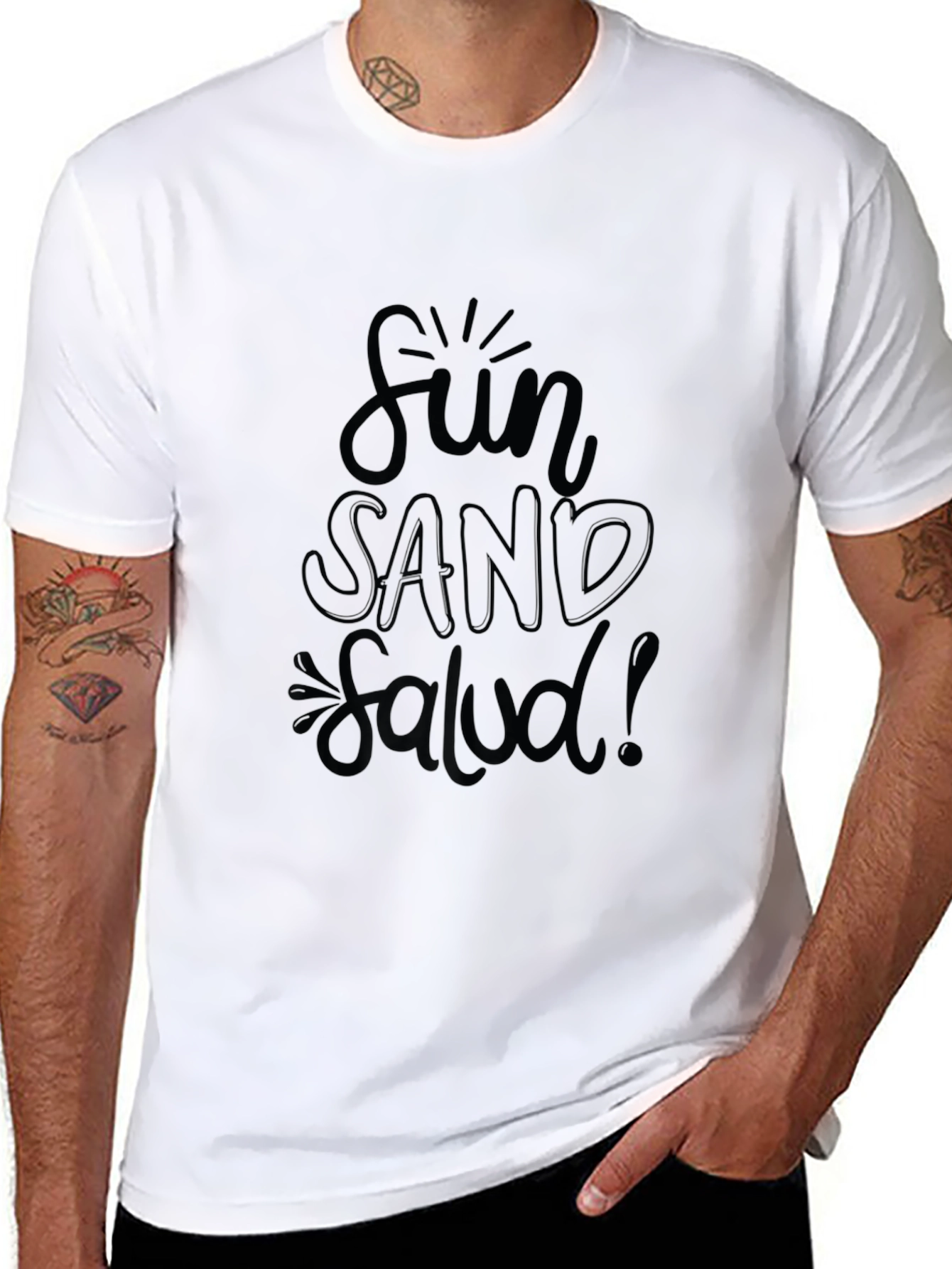 Fun Sand Salud! Mens Graphic T-Shirt