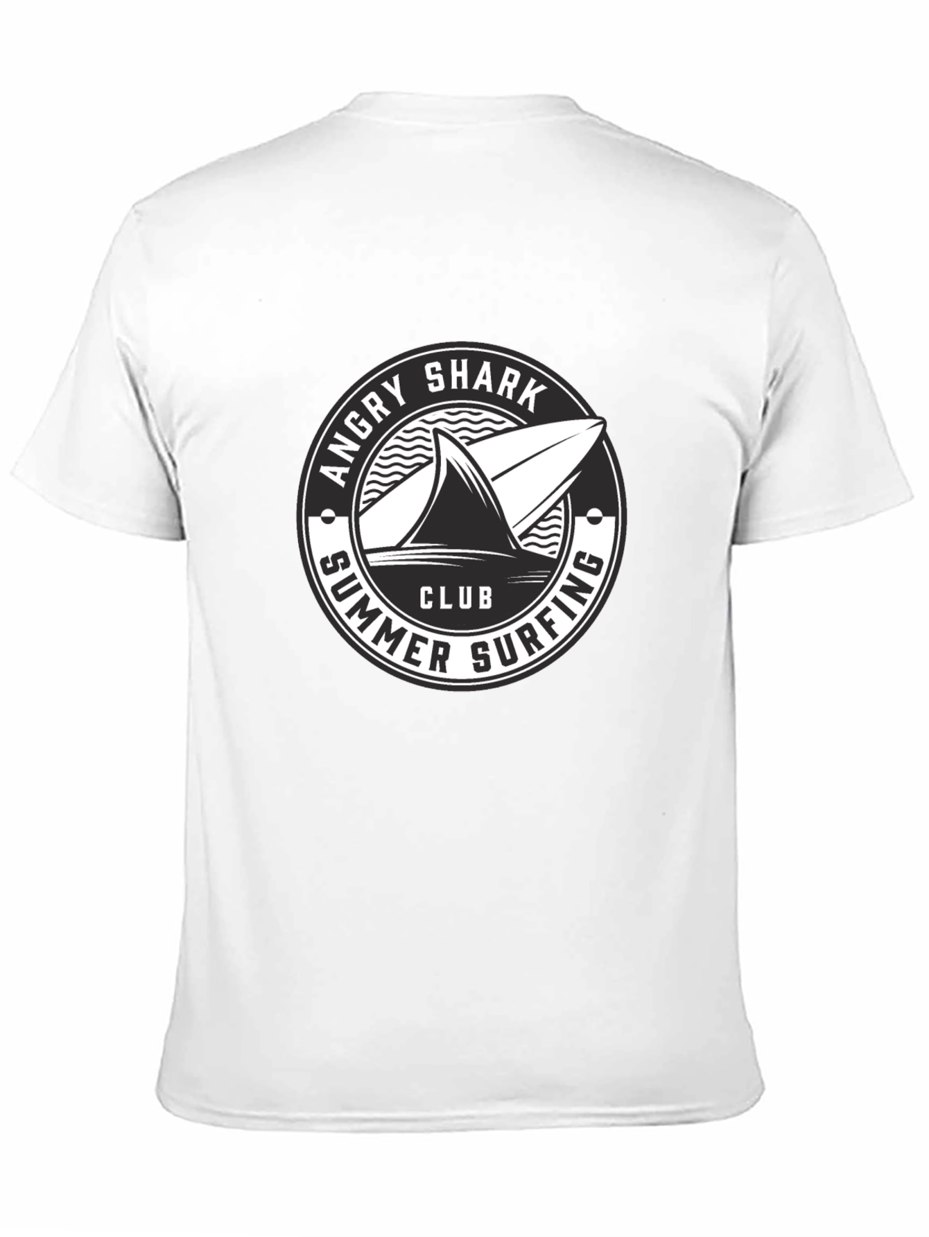 Angry Shark Summer Surfing Club Black T-Shirt