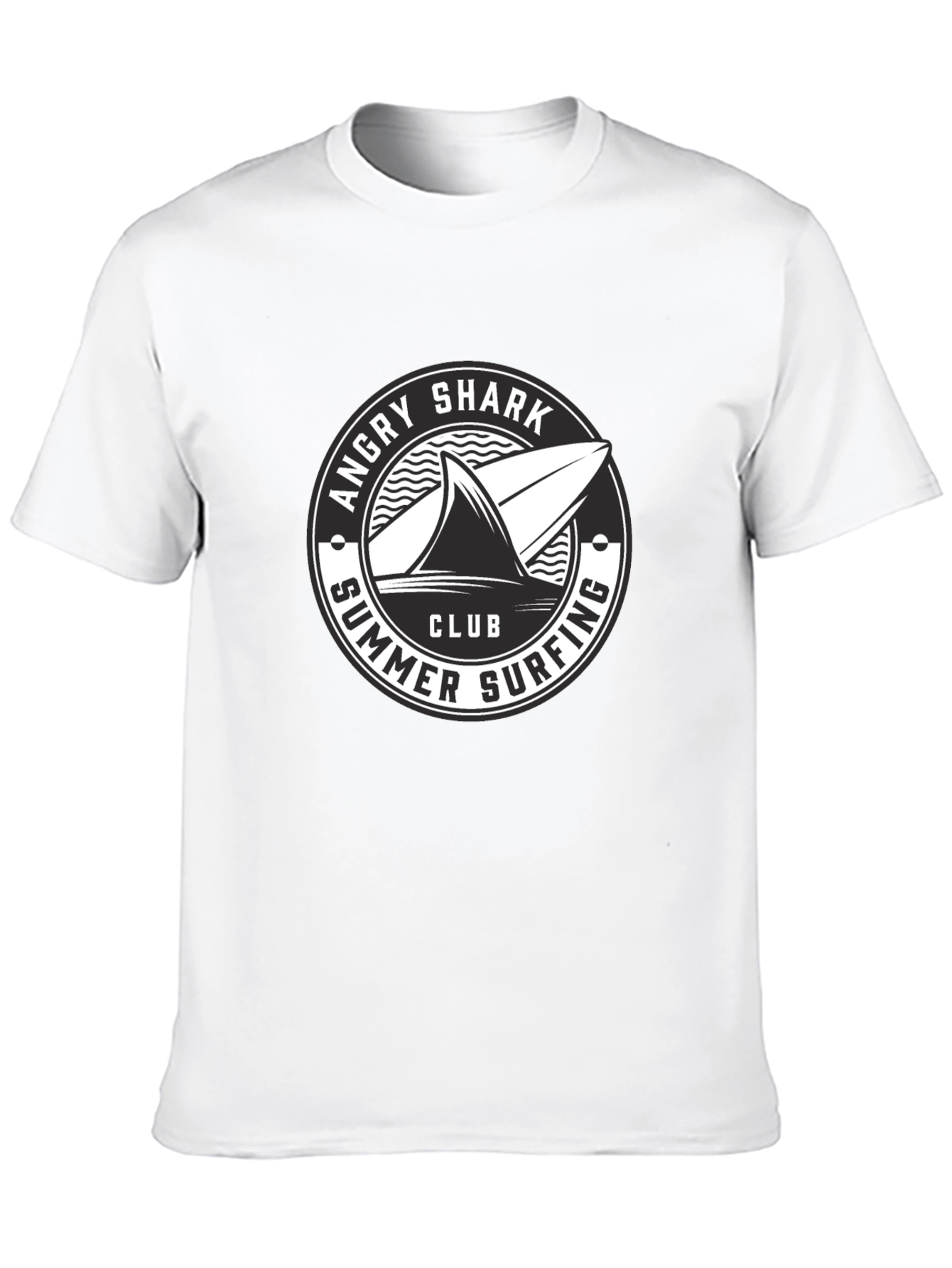 Angry Shark Summer Surfing Club Black T-Shirt