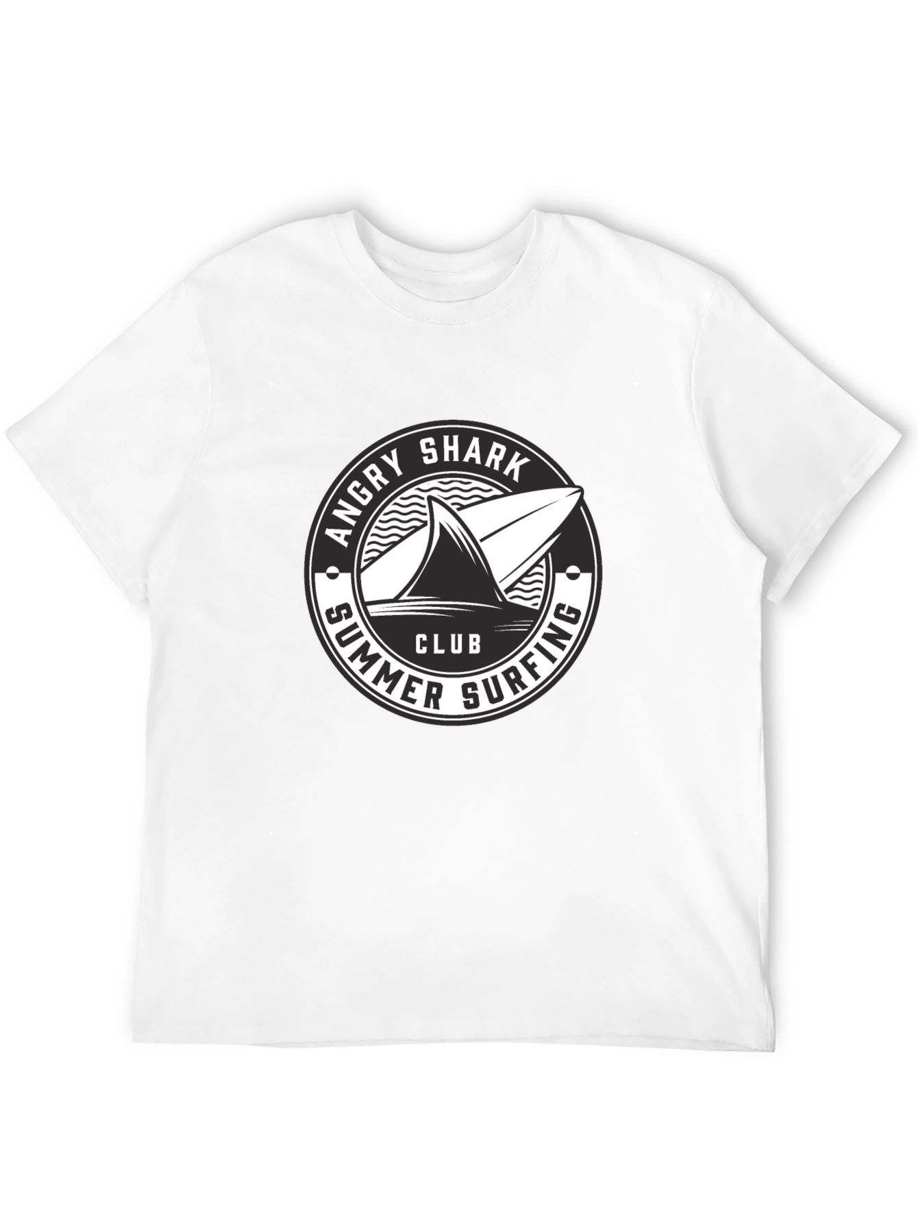 Angry Shark Summer Surfing Club Black T-Shirt