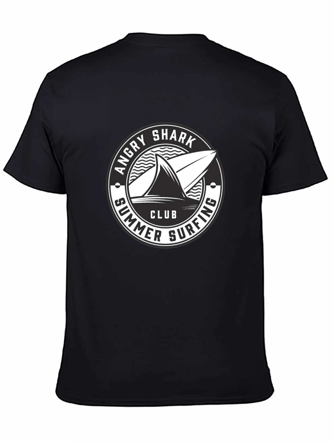 Angry Shark Summer Surfing Club Black T-Shirt