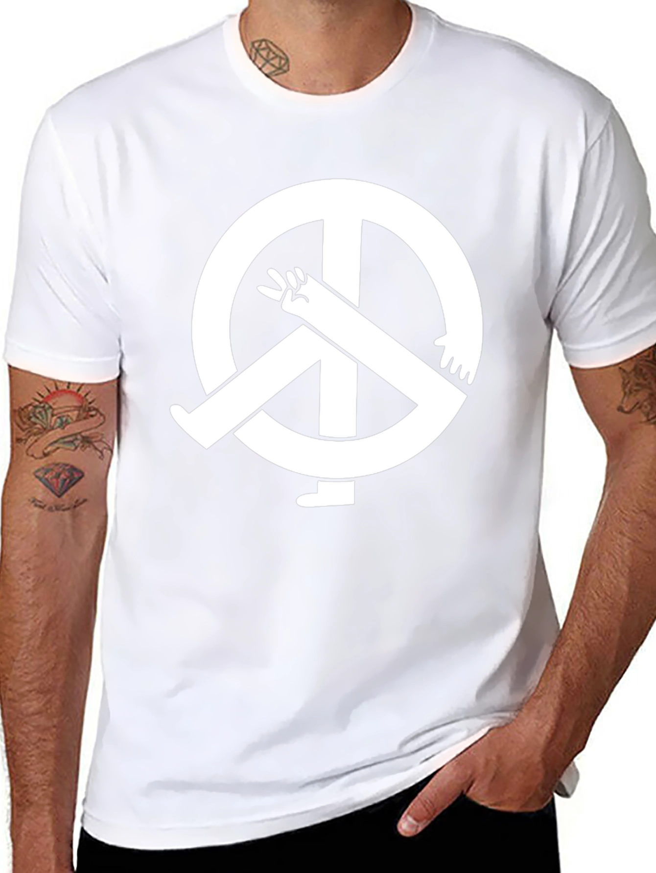 Peace Symbol Graphic Tee - Black Cotton T-Shirt