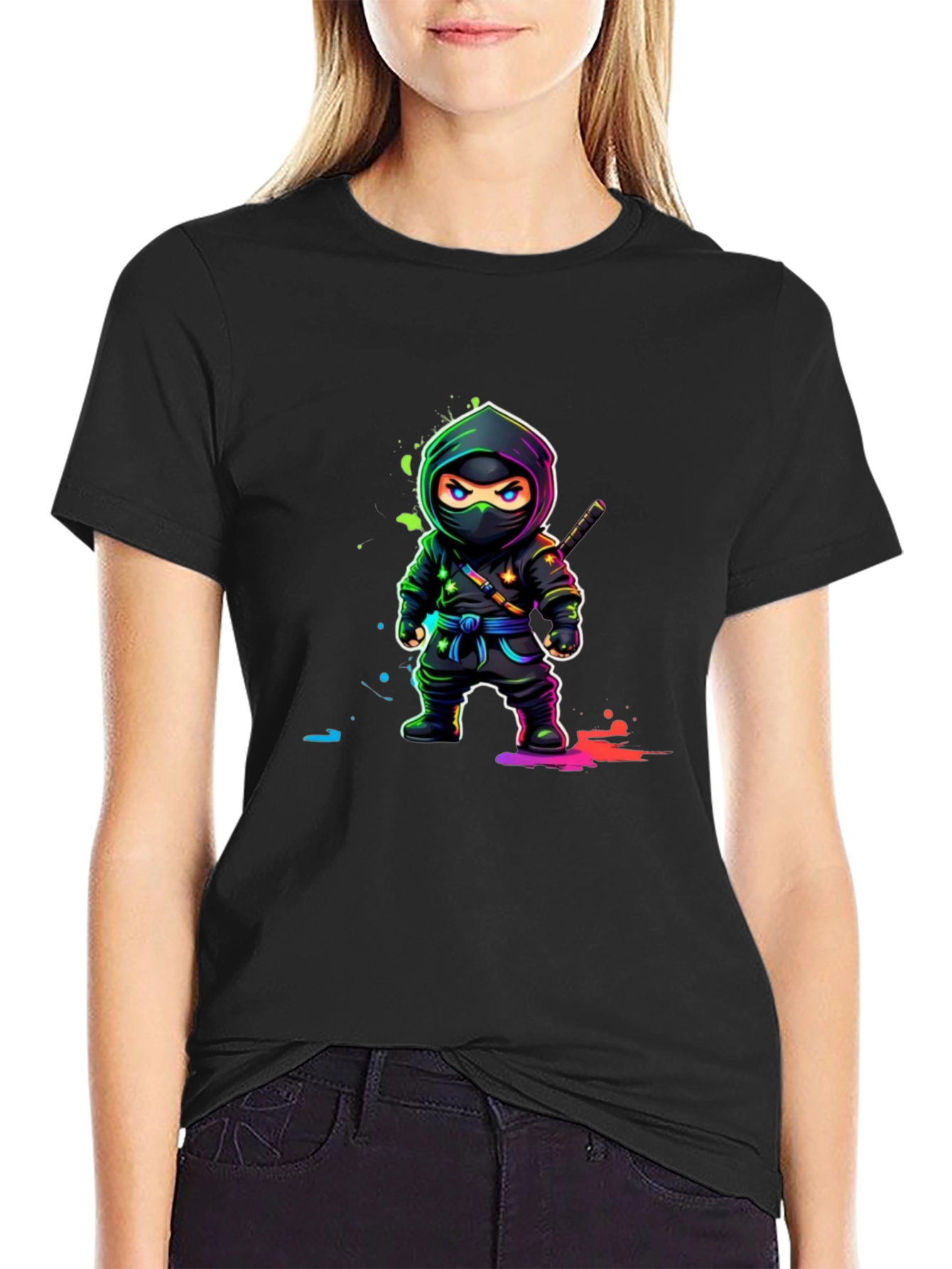 Ninja Graphic Tee - Black Cotton T-Shirt