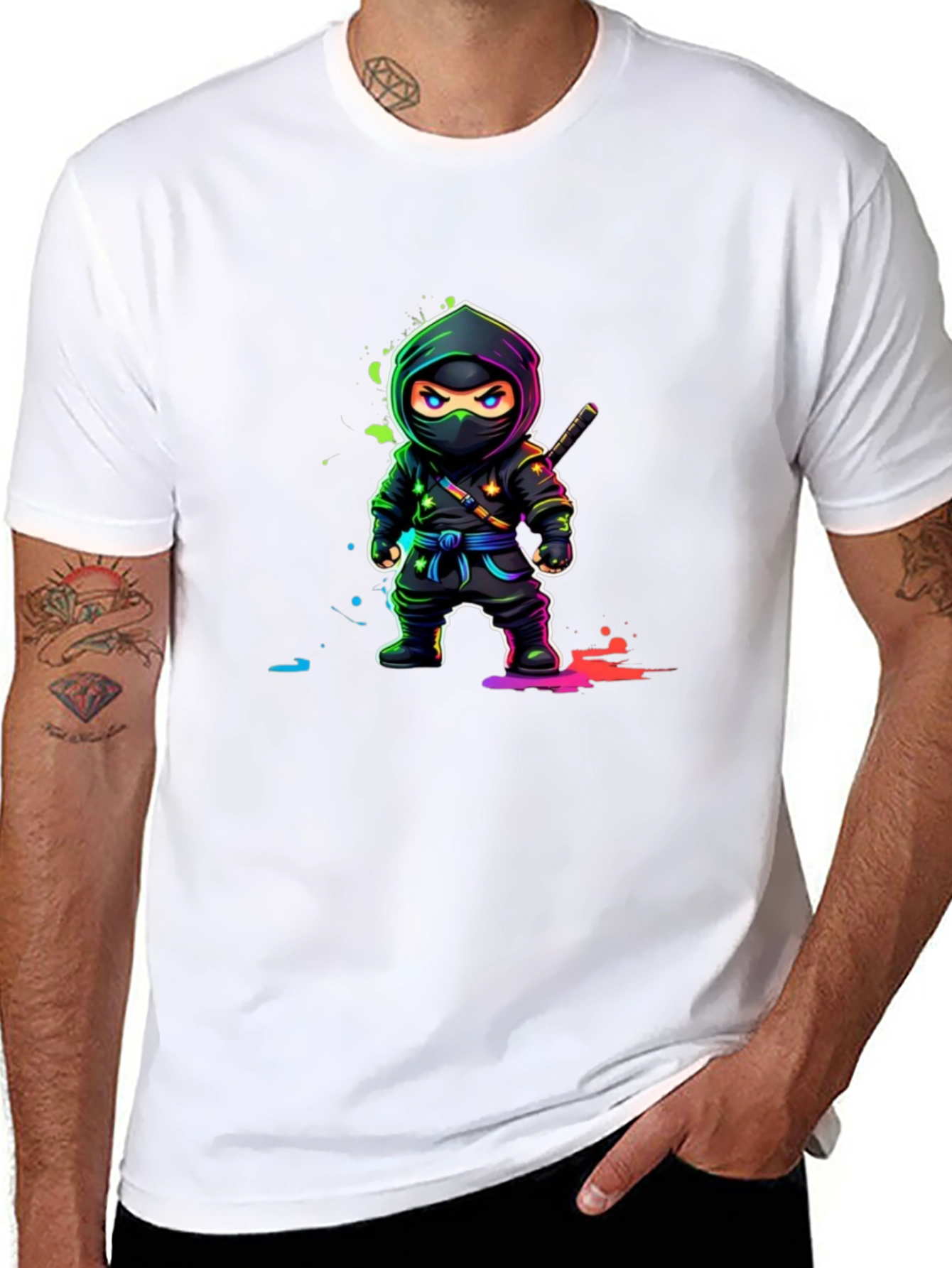 Ninja Graphic Tee - Black Cotton T-Shirt