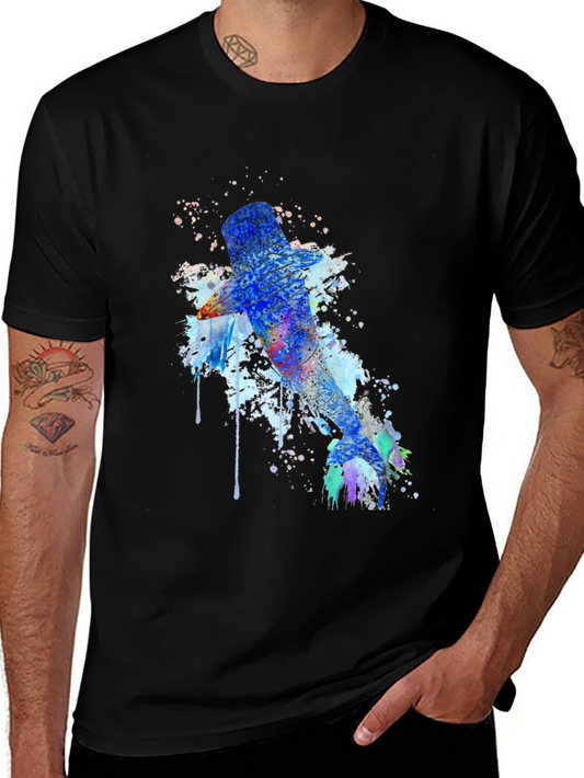 Watercolor Whale Shark Graphic Tee - Mens Black T-Shirt
