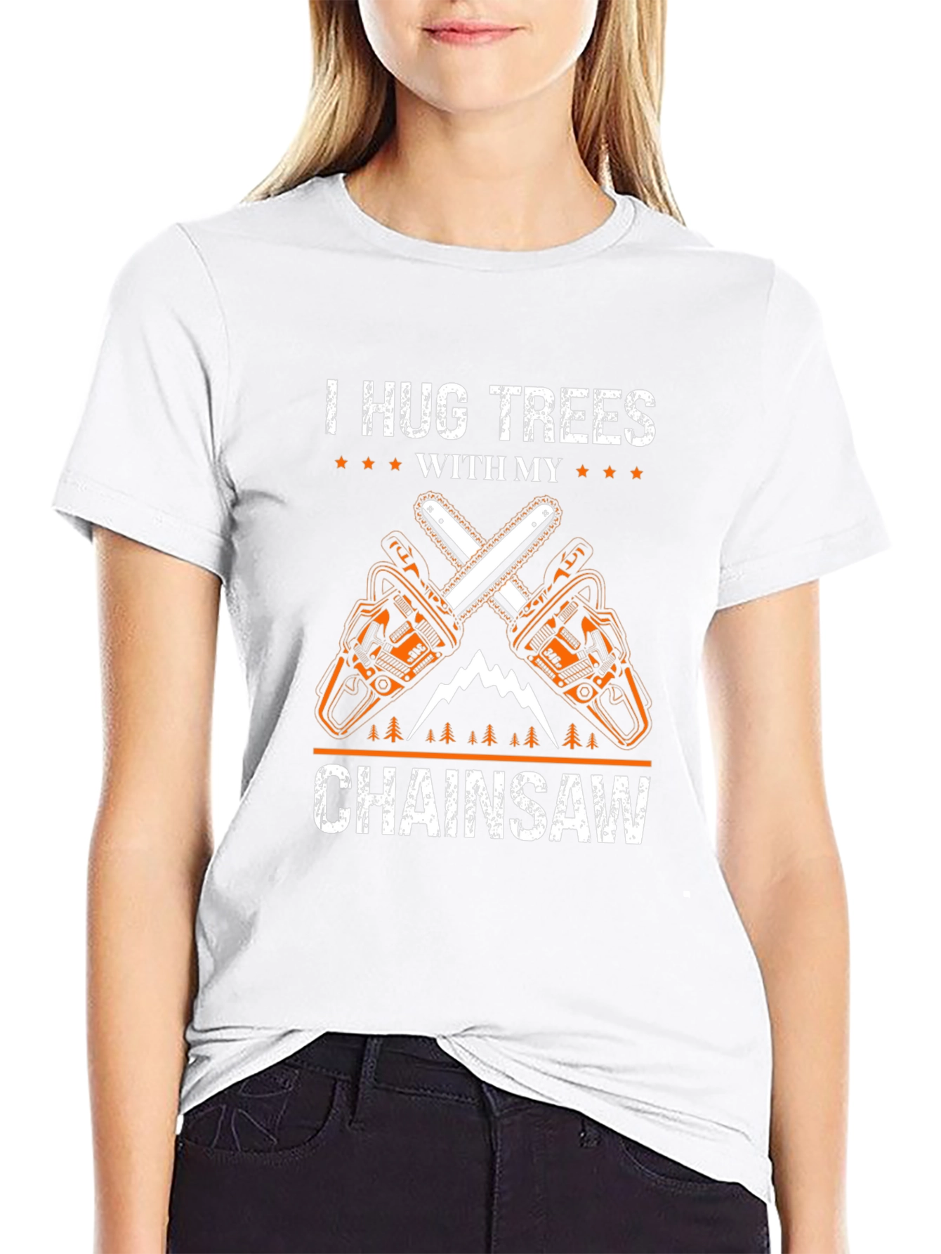 I Hug Trees With My Chainsaw Black T-Shirt