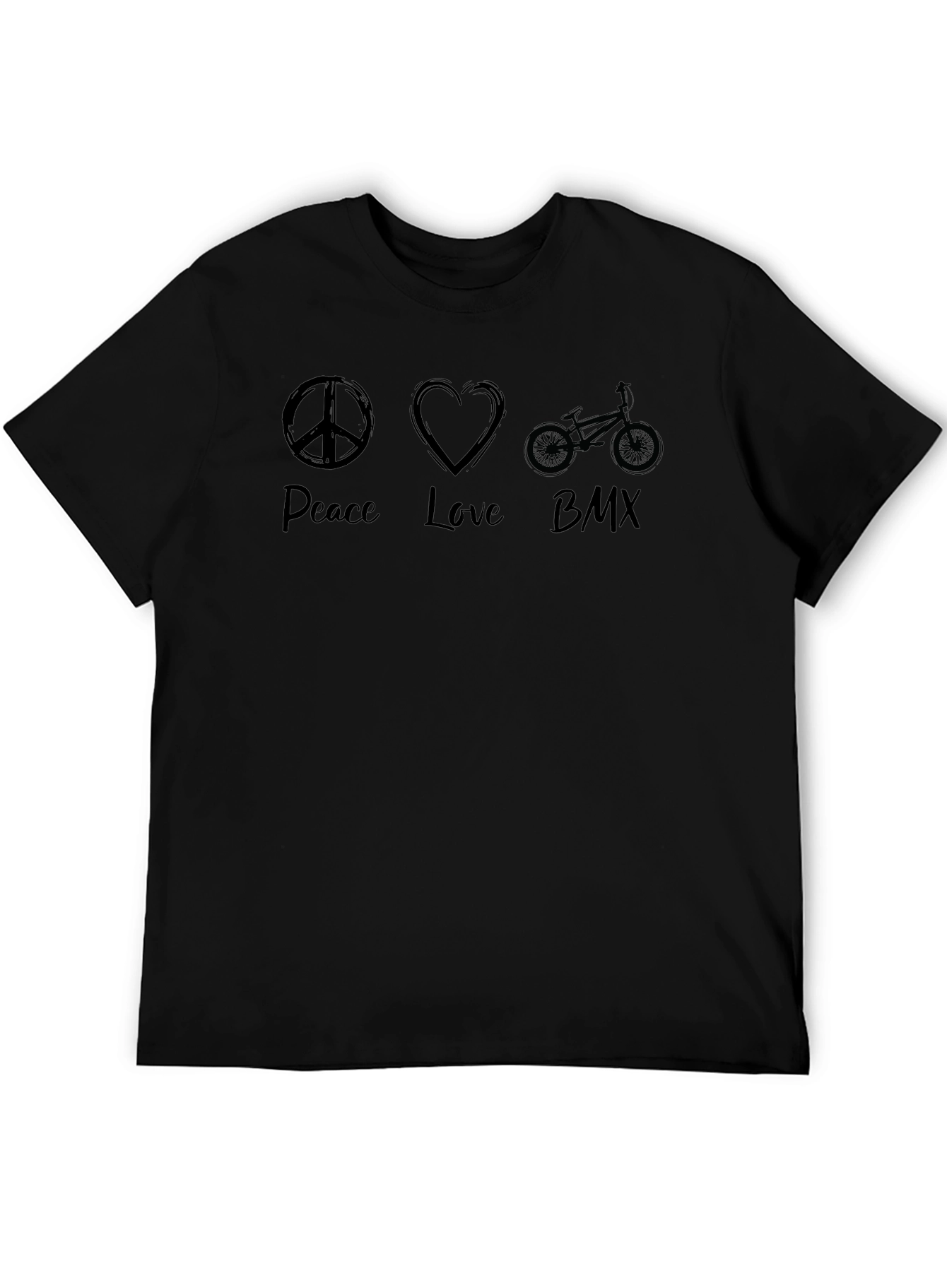 Peace Love BMX T-Shirt - Black Graphic Tee
