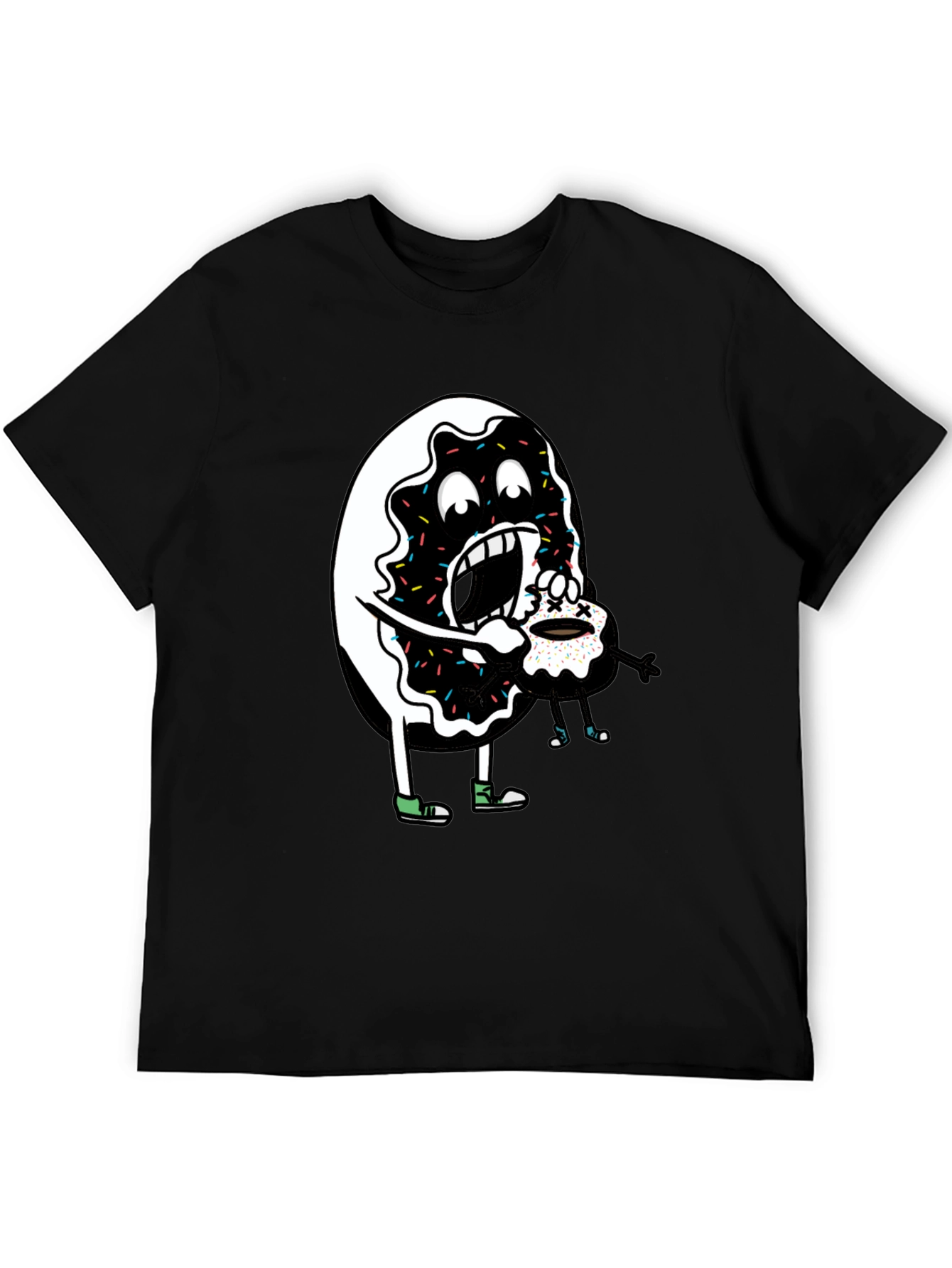 Donut Eating Cupcake Graphic Tee - Funny Food Shirt