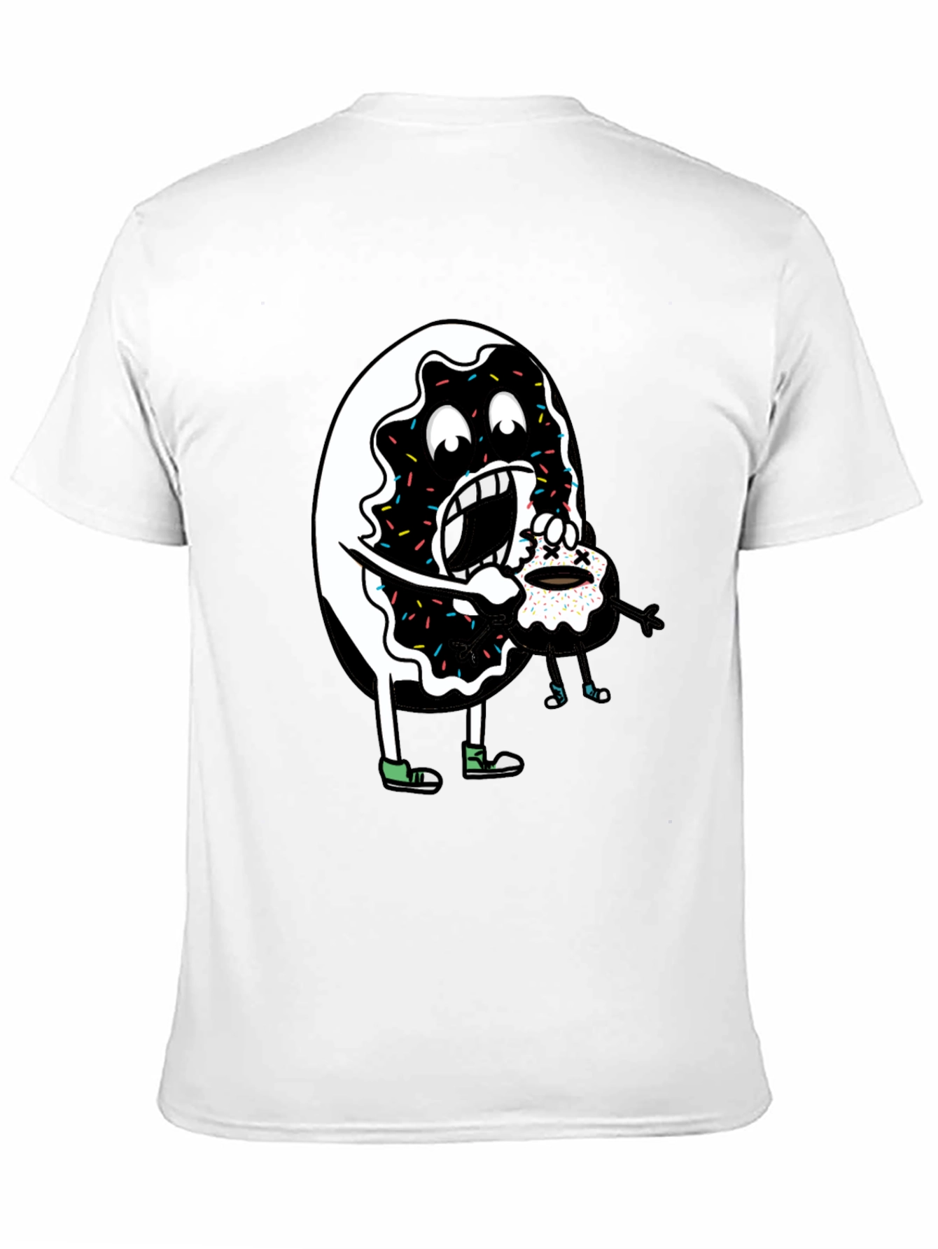 Donut Eating Cupcake Graphic Tee - Funny Food Shirt
