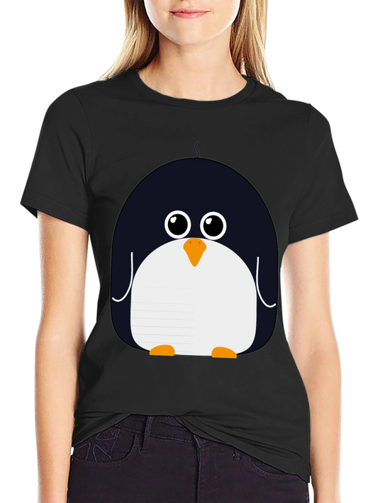 Cute Penguin Graphic Black T-Shirt
