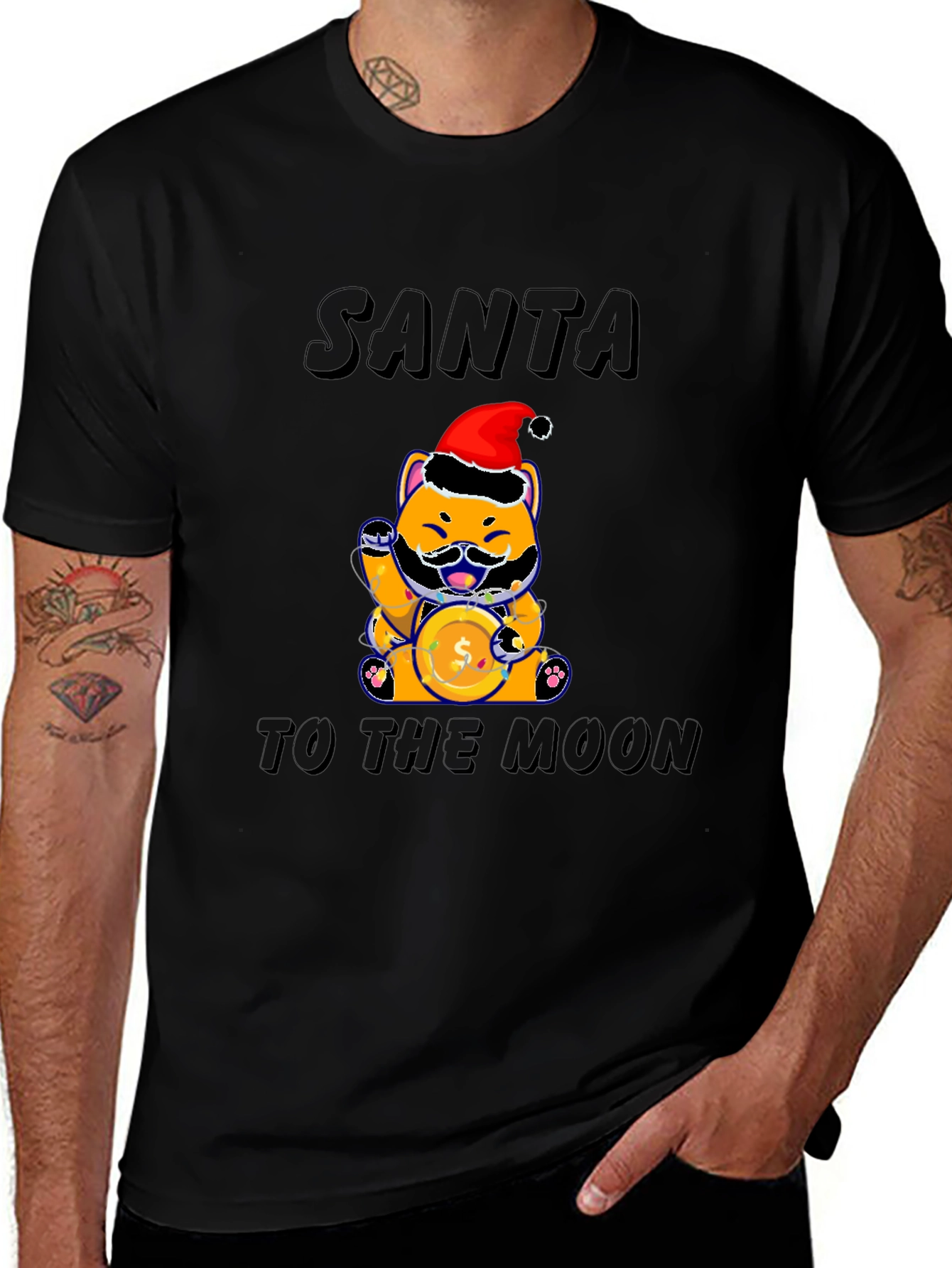 Santa Shiba Inu to the Moon T-Shirt