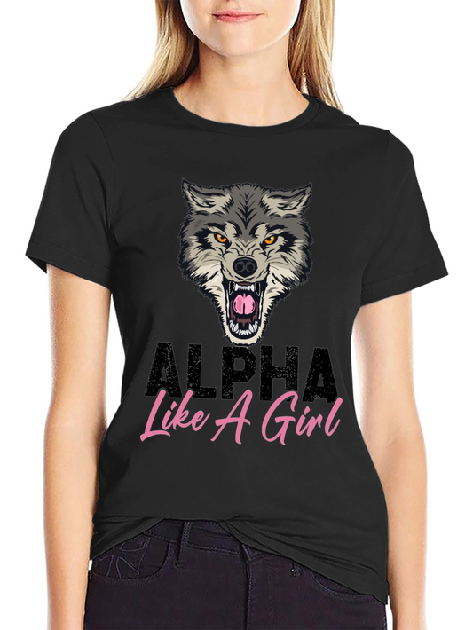 Alpha Like a Girl Wolf Graphic Tee