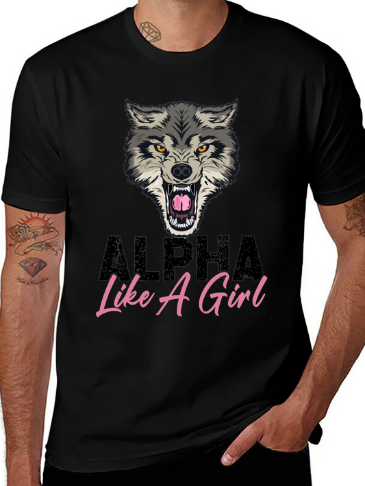 Alpha Like a Girl Wolf Graphic Tee