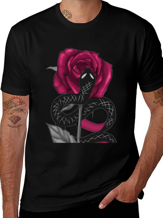 Snake & Rose Graphic Tee - Bold Statement T-Shirt
