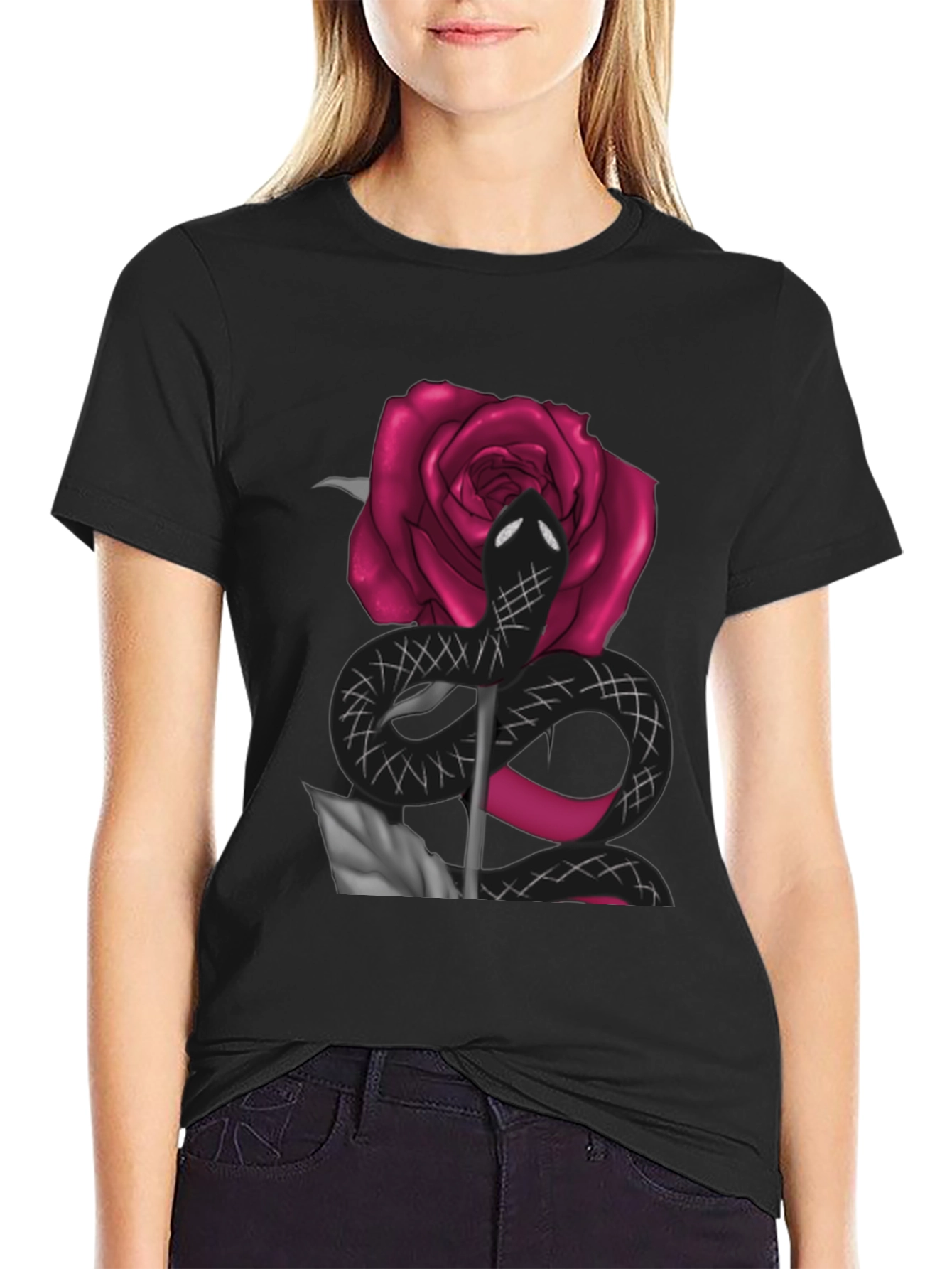 Snake & Rose Graphic Tee - Bold Statement T-Shirt