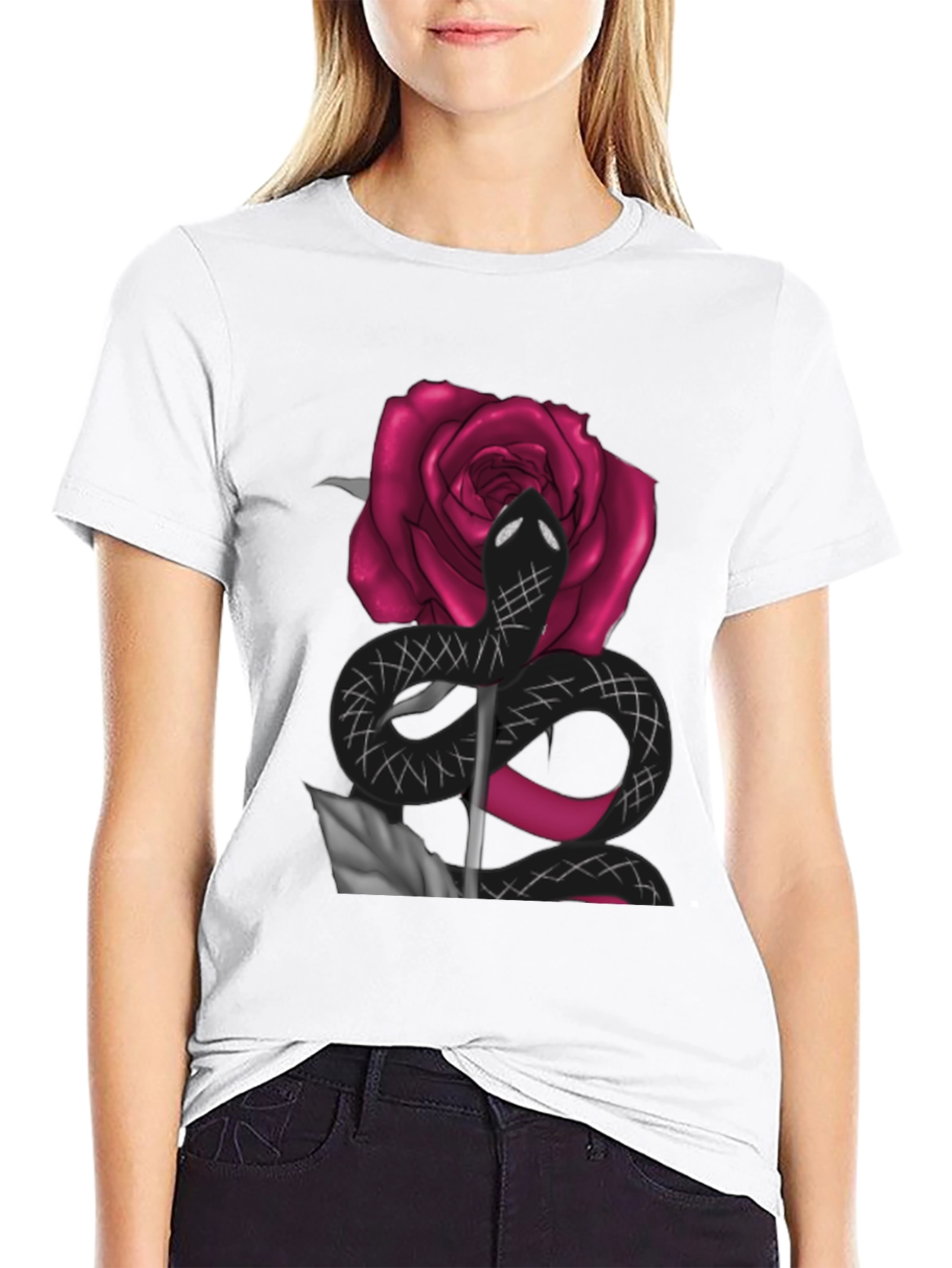 Snake & Rose Graphic Tee - Bold Statement T-Shirt