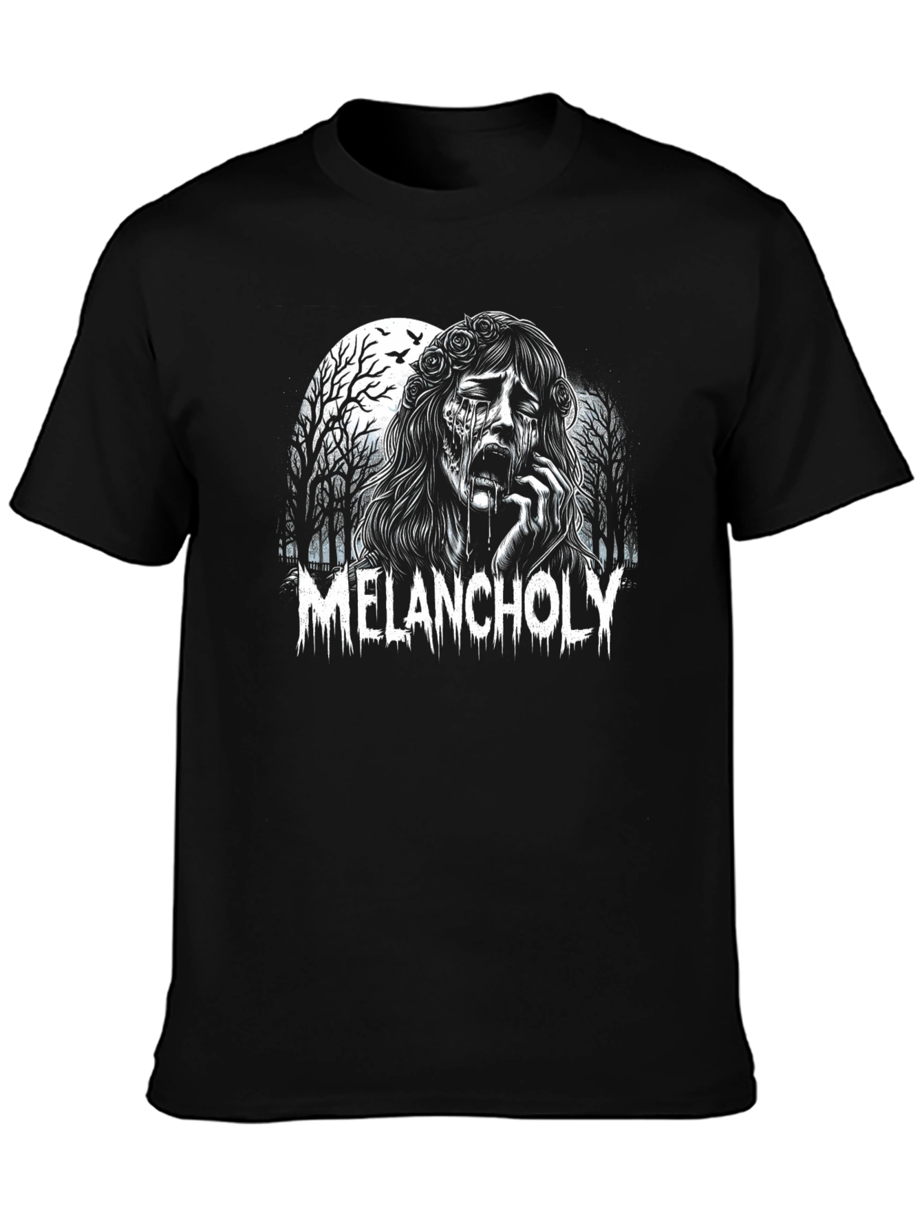 Melancholy Graphic Tee - Black Cotton T-Shirt