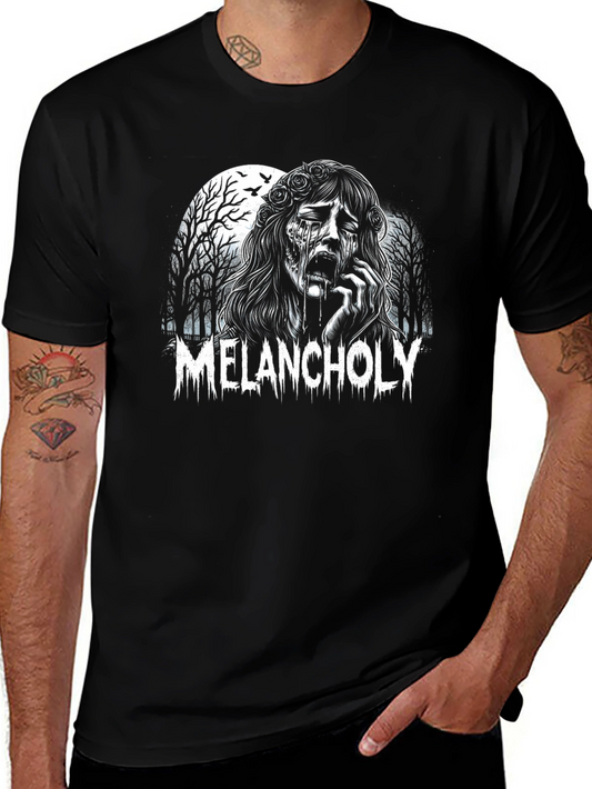 Melancholy Graphic Tee - Black Cotton T-Shirt