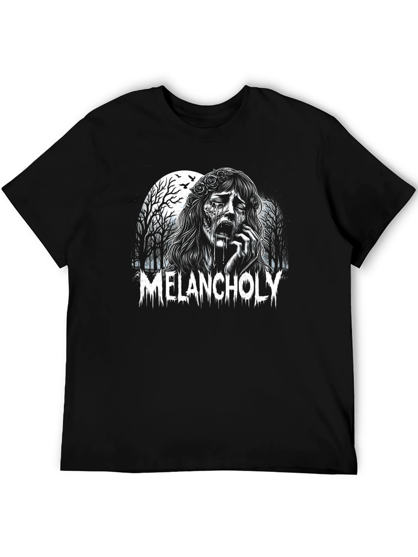 Melancholy Graphic Tee - Black Cotton T-Shirt