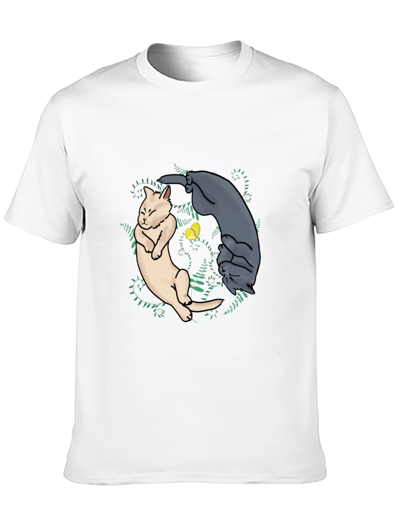Yin Yang Cats Graphic Tee - Black
