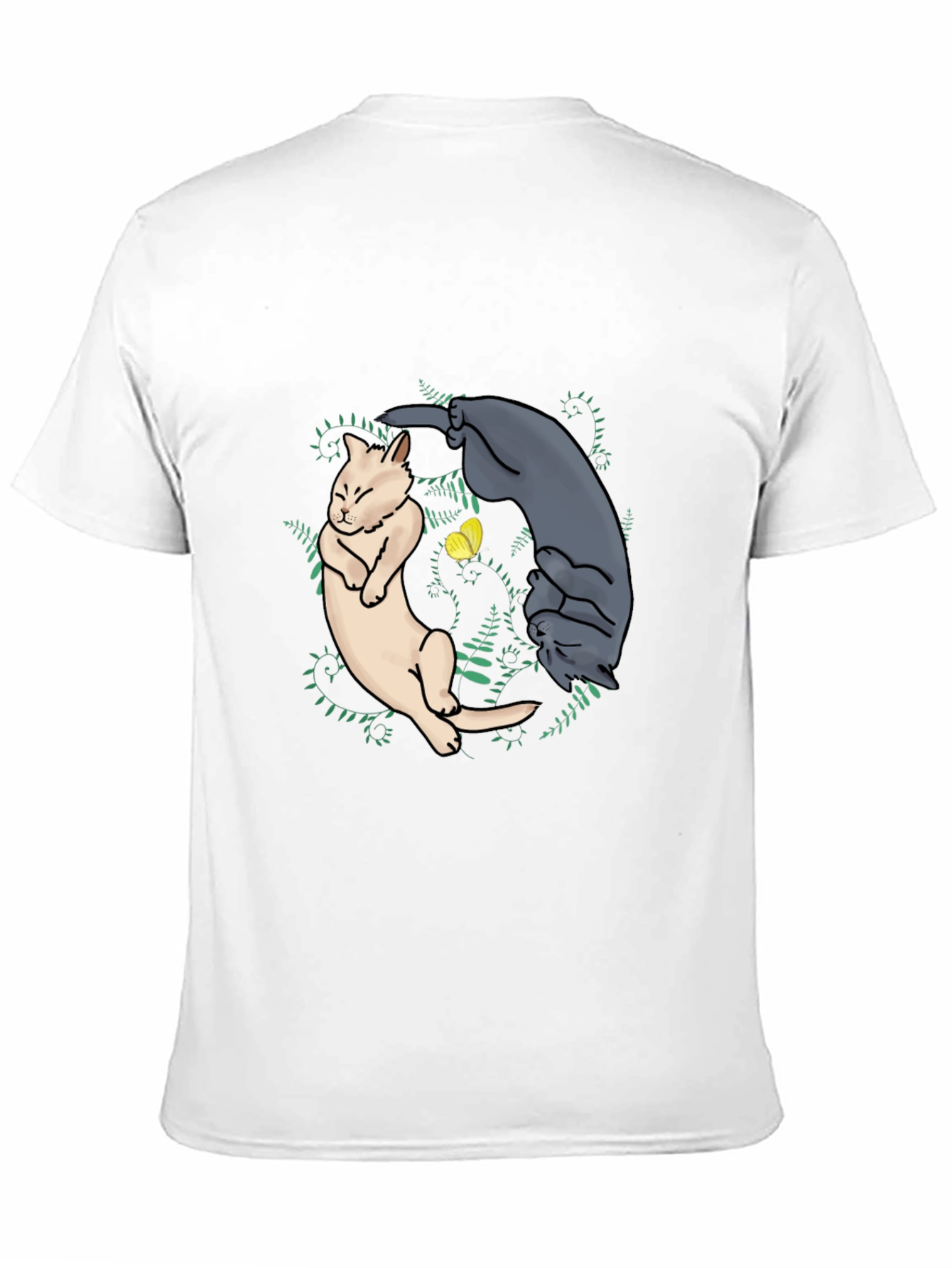 Yin Yang Cats Graphic Tee - Black