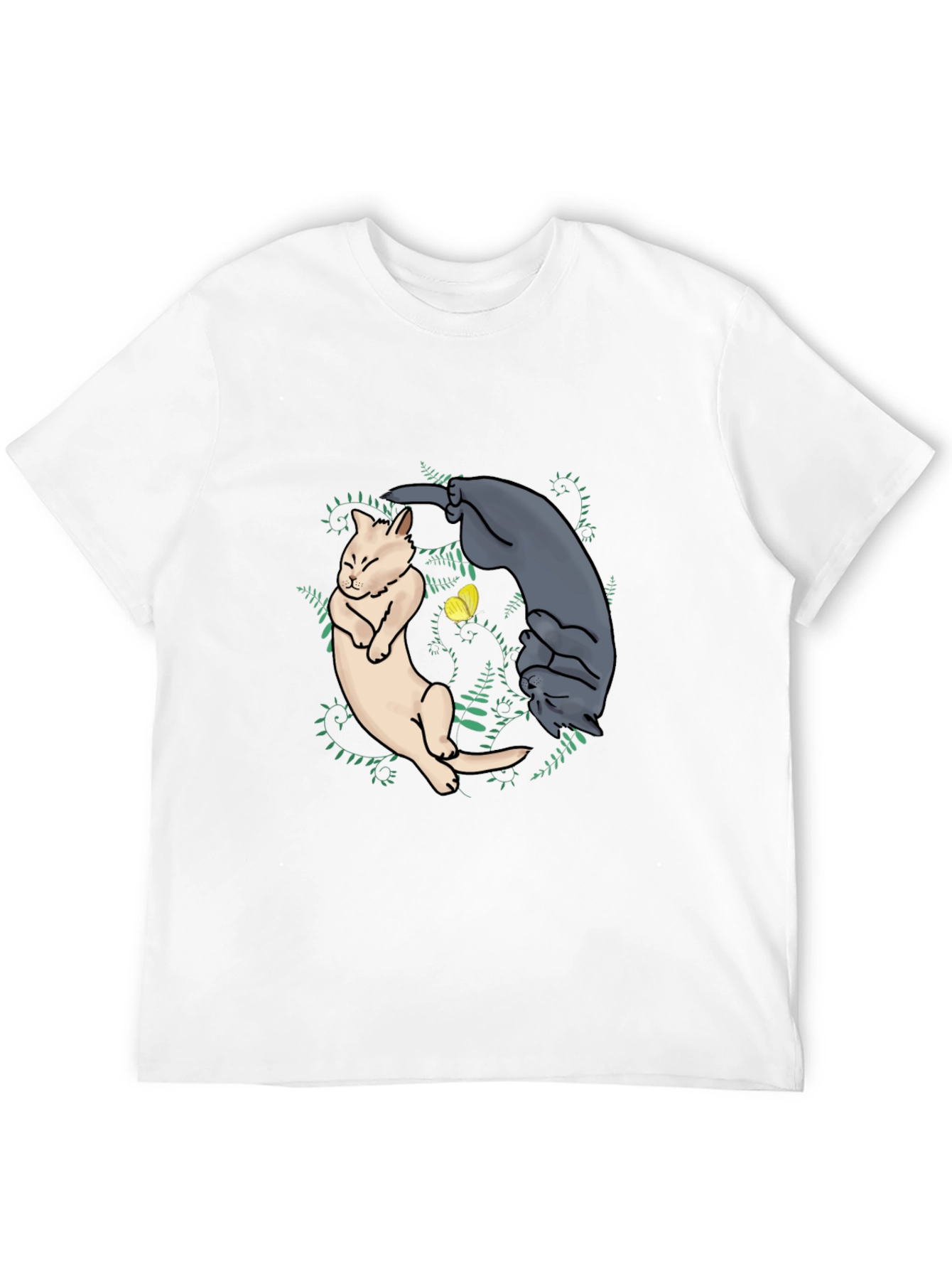 Yin Yang Cats Graphic Tee - Black