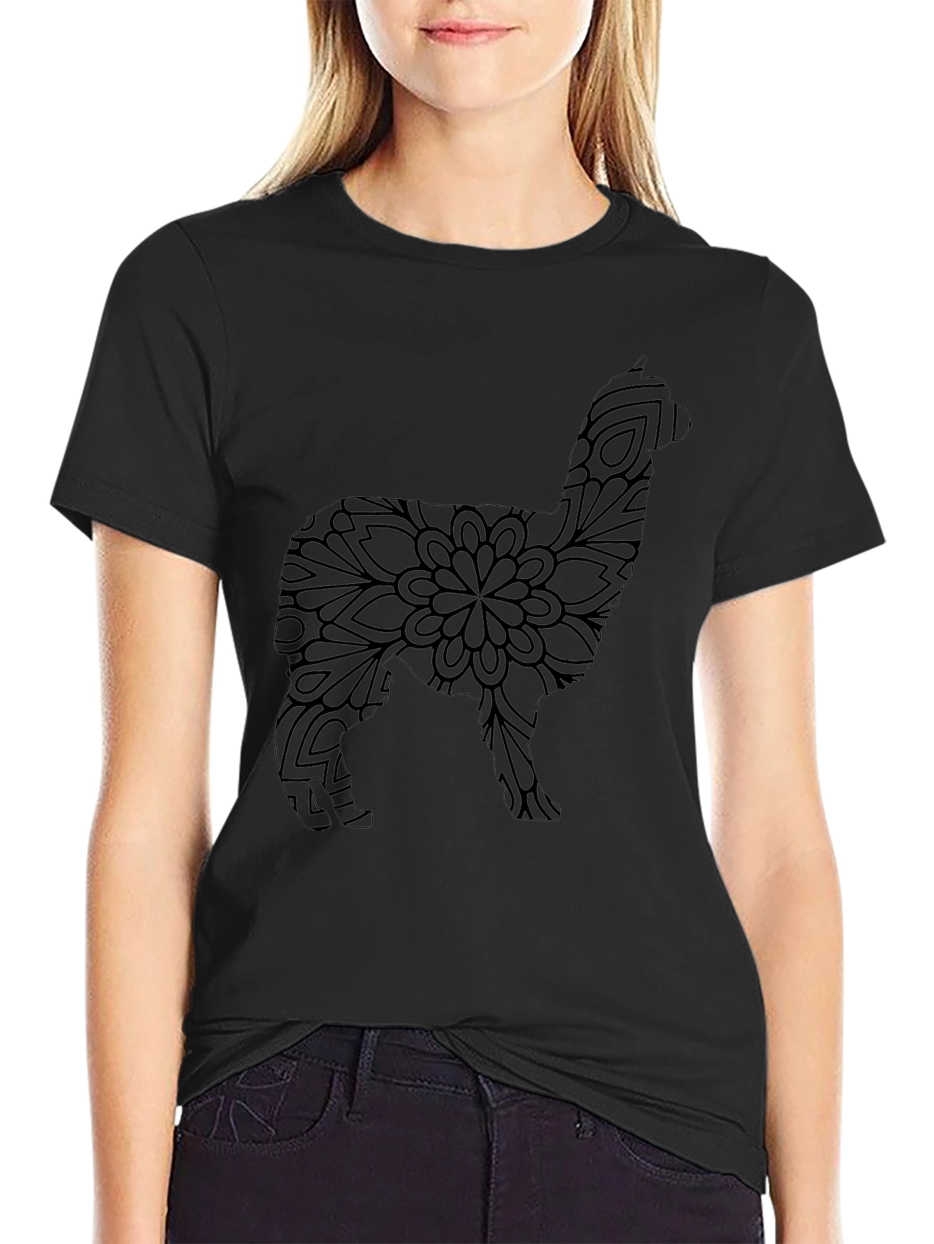 Alpaca Mandala Graphic Tee - Stylish Black T-Shirt