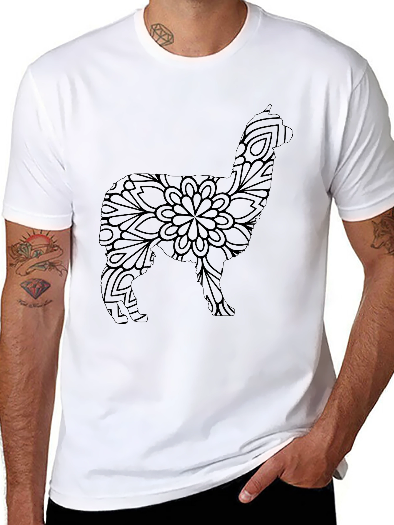 Alpaca Mandala Graphic Tee - Stylish Black T-Shirt