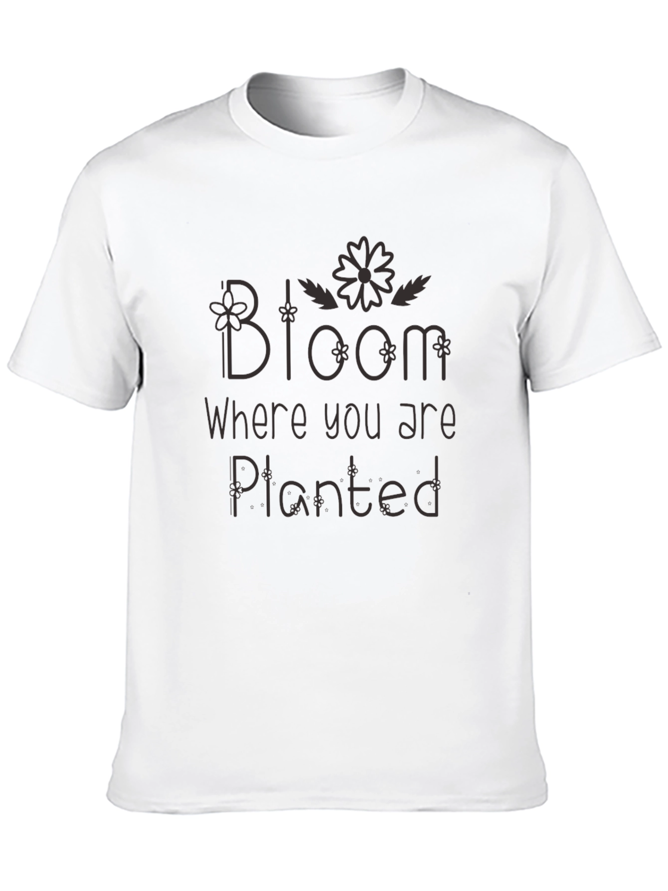 Bloom Where You Are Planted Black Tee
