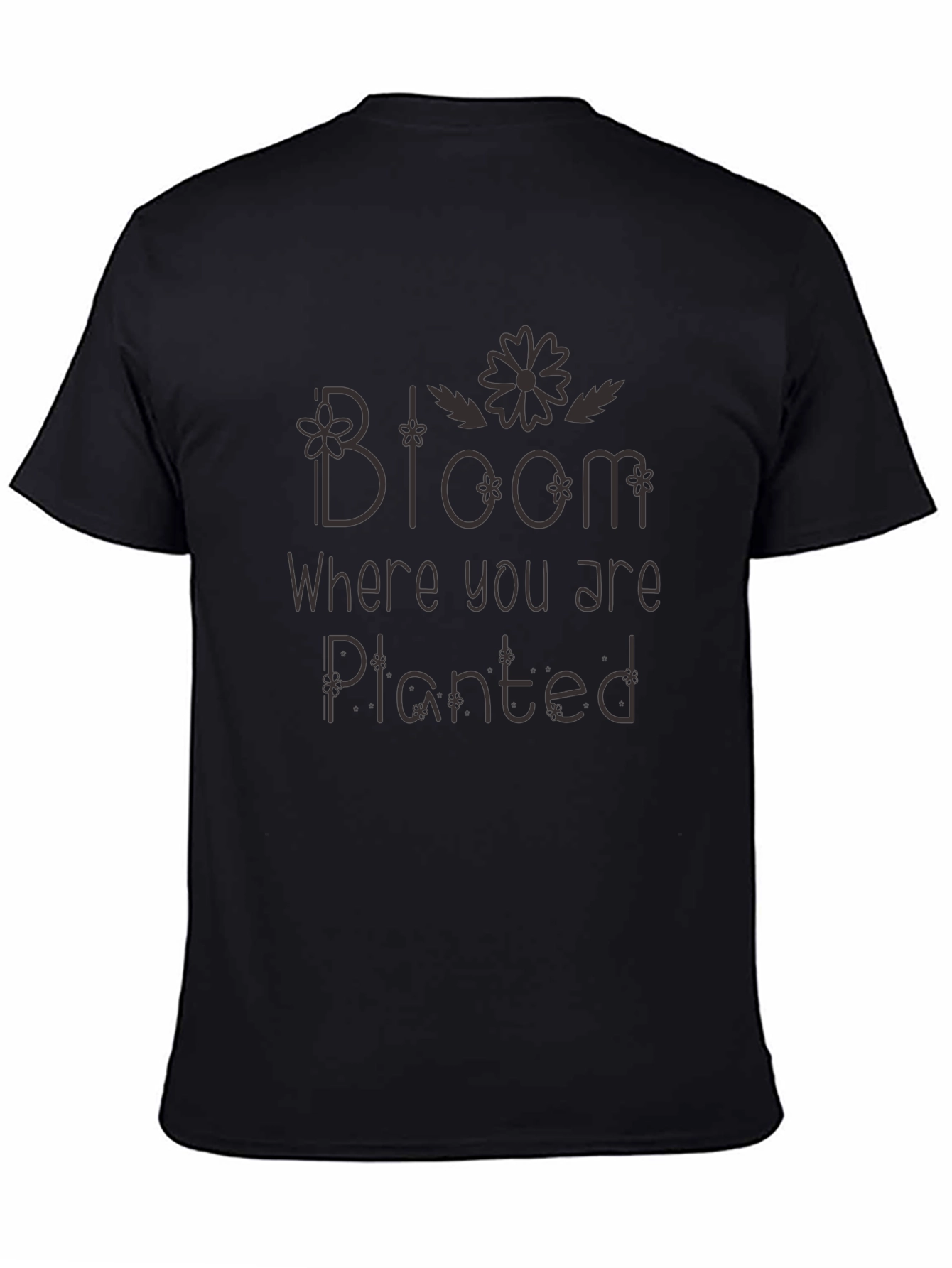 Bloom Where You Are Planted Black Tee