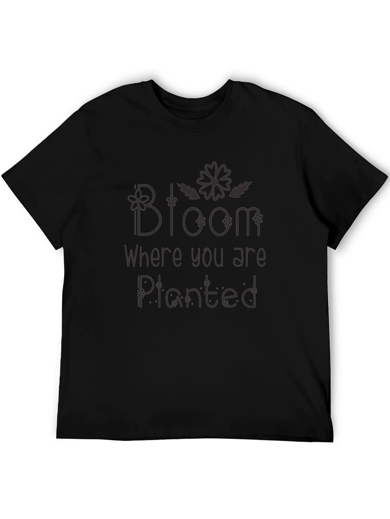 Bloom Where You Are Planted Black Tee