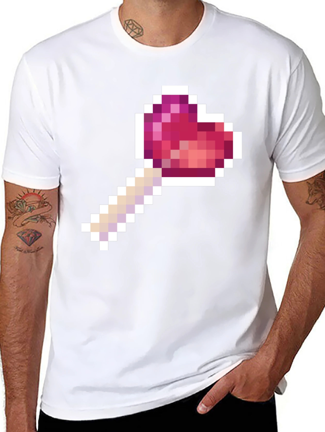 Pixel Heart Lollipop Black T-Shirt