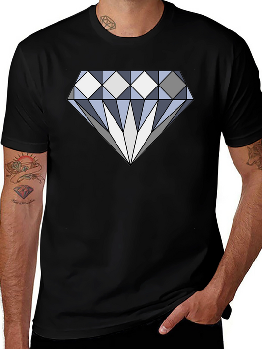Diamond Graphic Print Black Cotton Tee