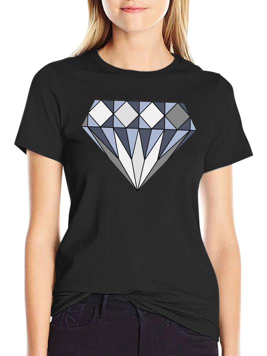 Diamond Graphic Print Black Cotton Tee