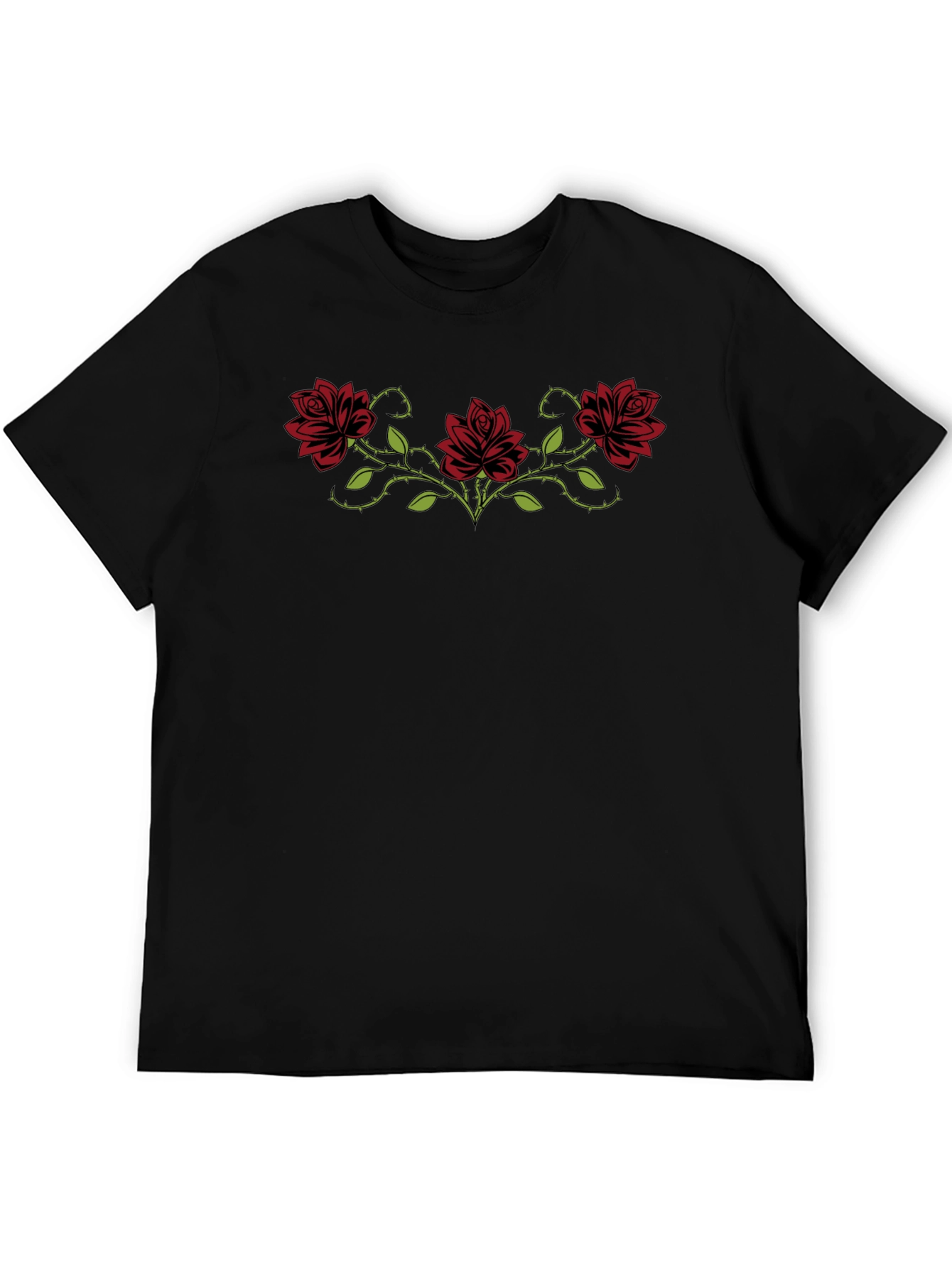 Rose Vines Graphic T-Shirt - Black