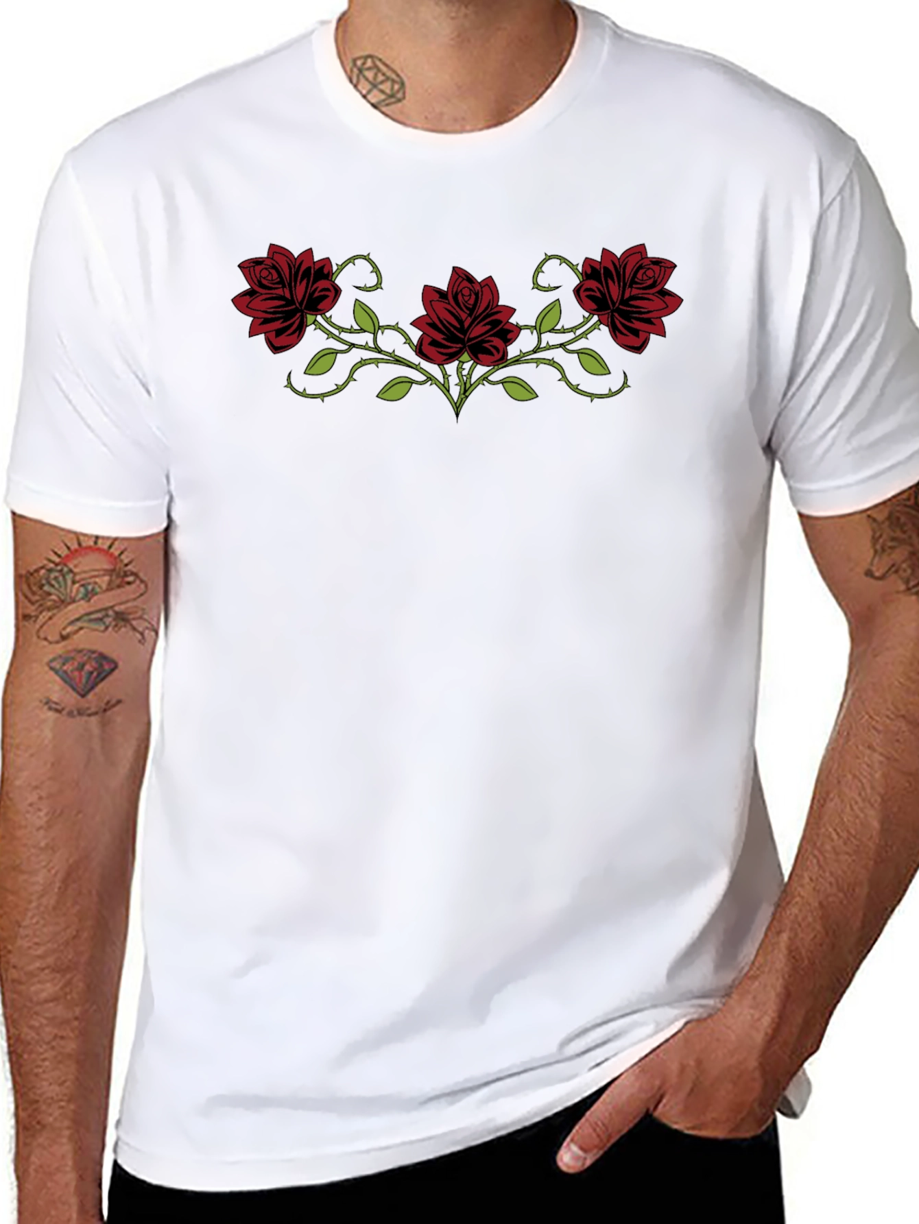 Rose Vines Graphic T-Shirt - Black