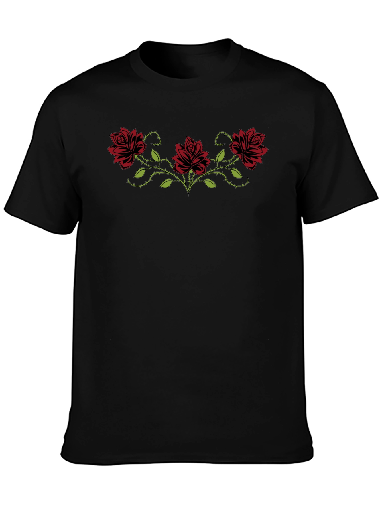 Rose Vines Graphic T-Shirt - Black
