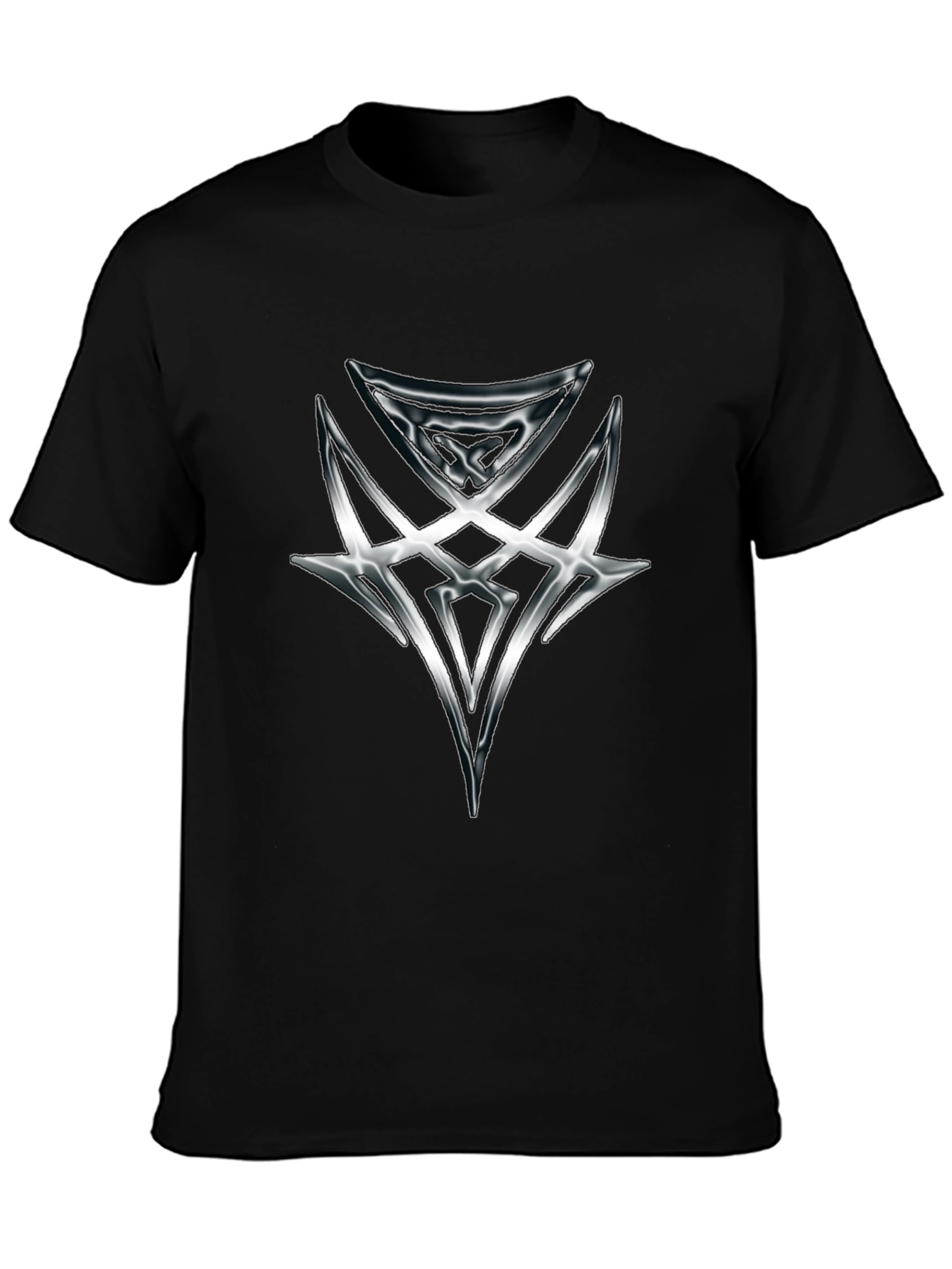 Edgy Graphic Tee - Silver Tribal Design