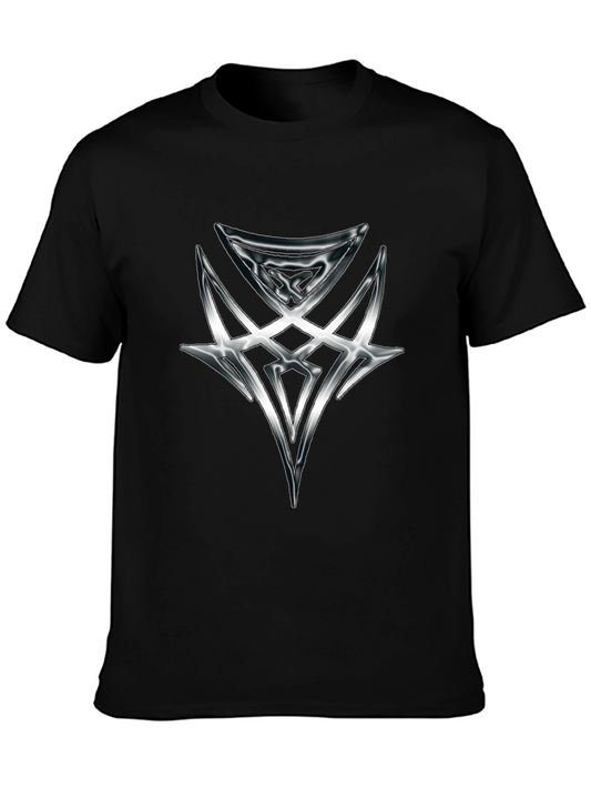 Edgy Graphic Tee - Silver Tribal Design